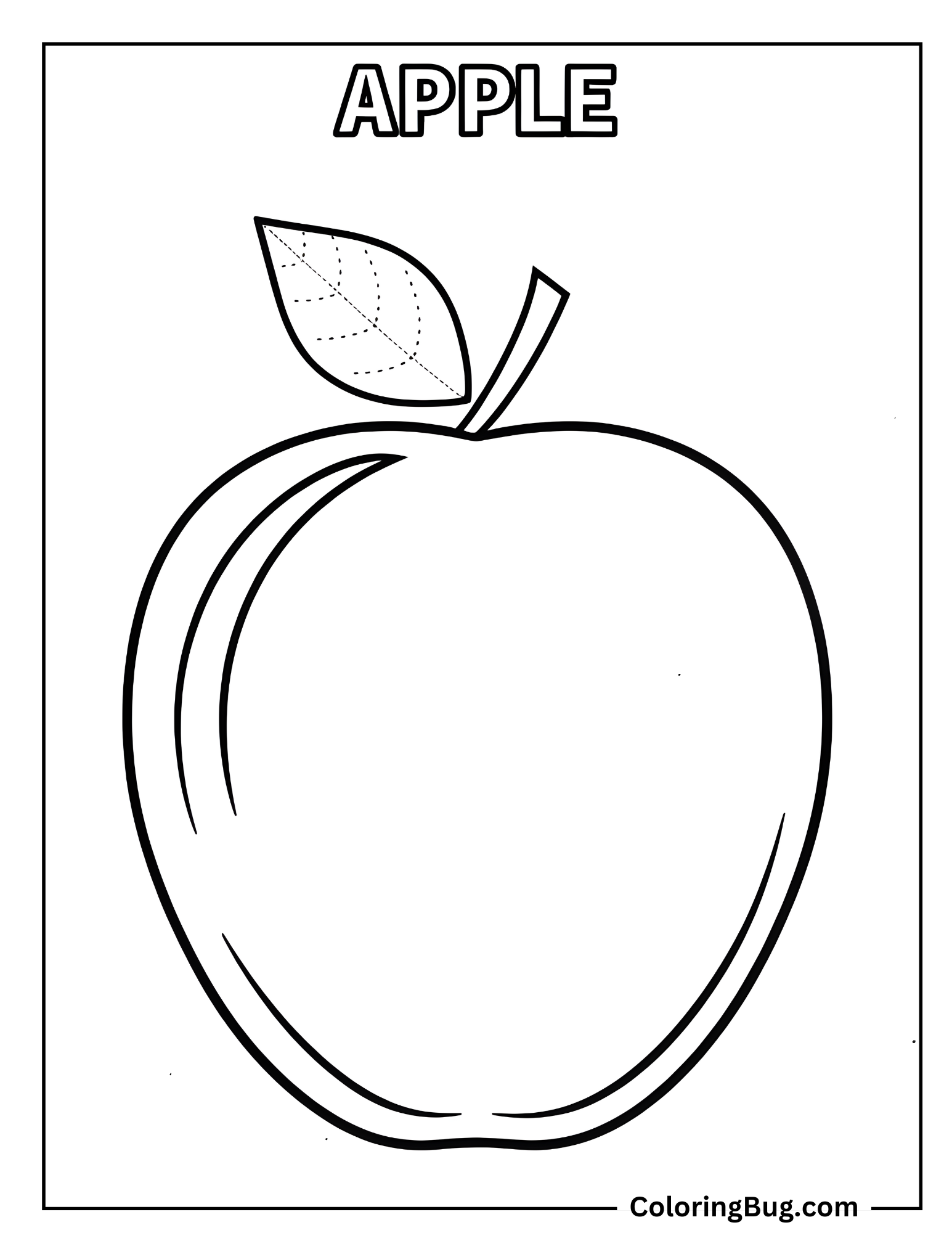 Apple With Text Coloring Sheet