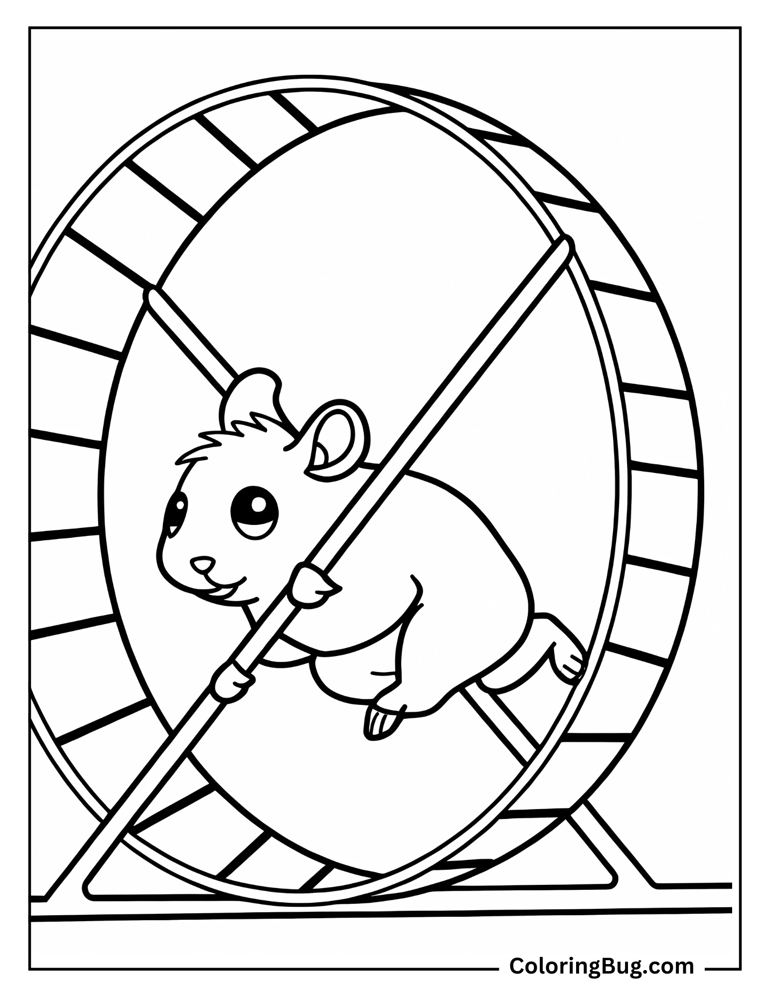 Baby Hamster Playing in Wheel Coloring Sheet