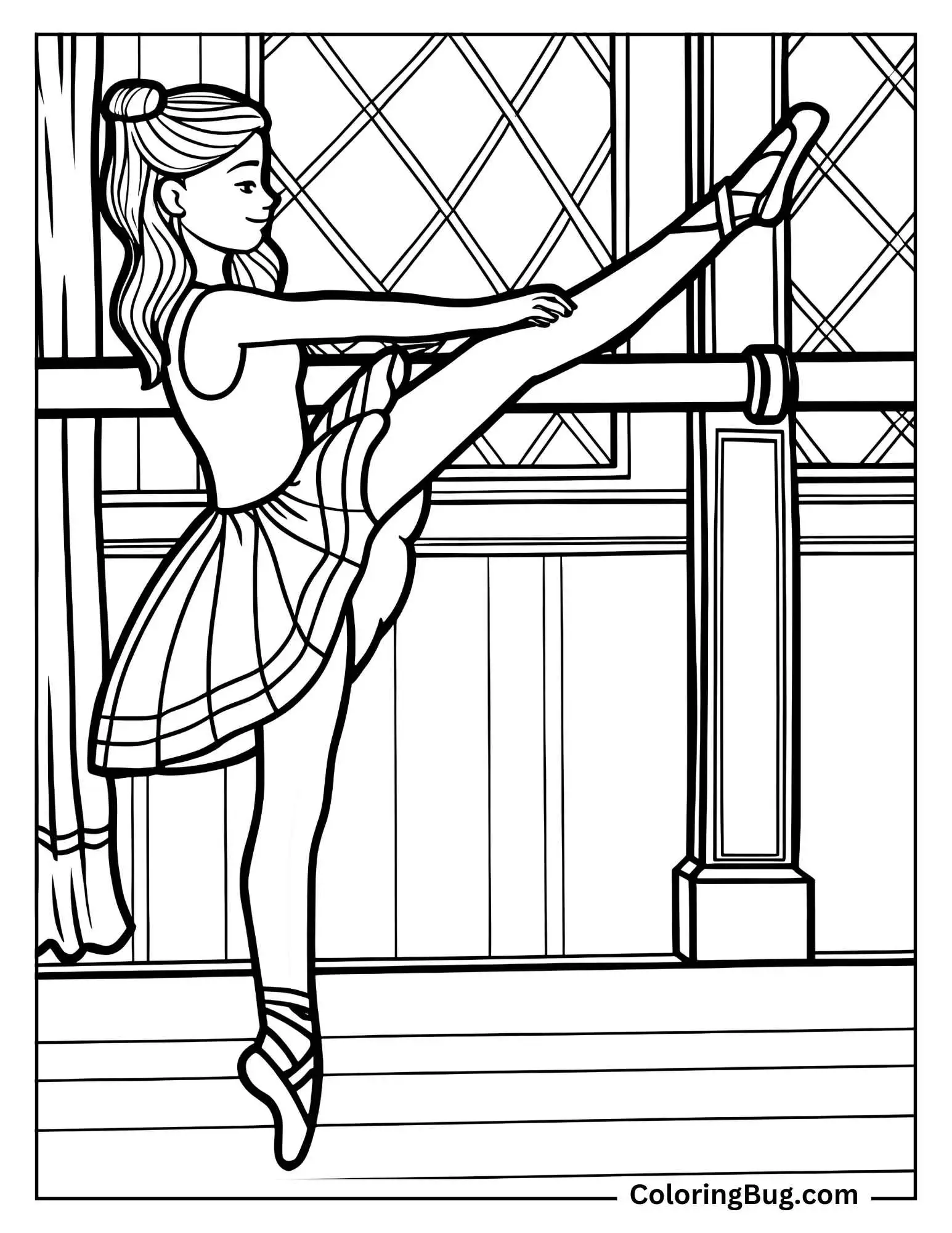 Ballerina Performing a Graceful Pirouette on One Leg Coloring Sheet
