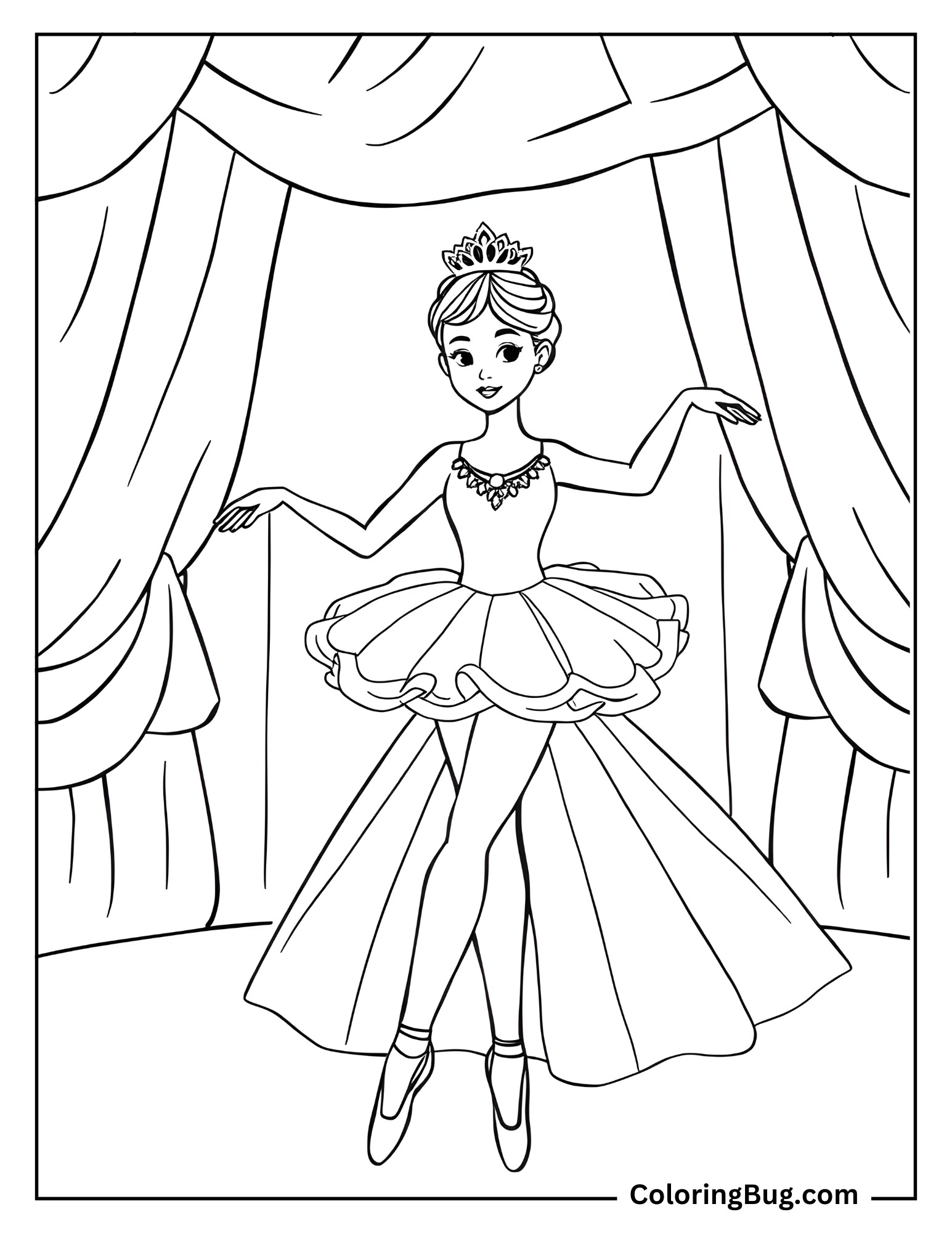 Ballerina Wearing Beautiful Tutu coloring Sheet