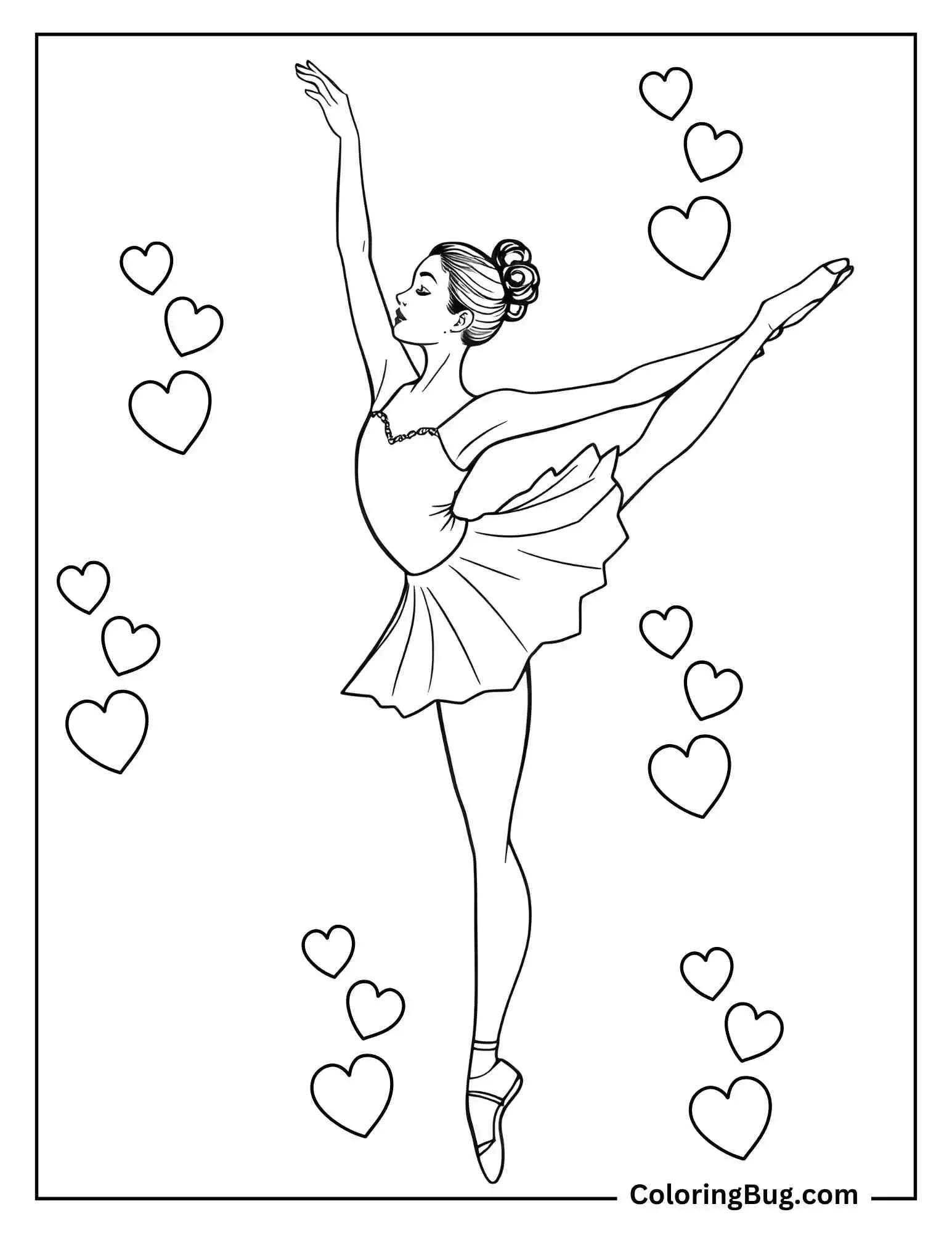Ballerina in Tendu Position Coloring Sheet