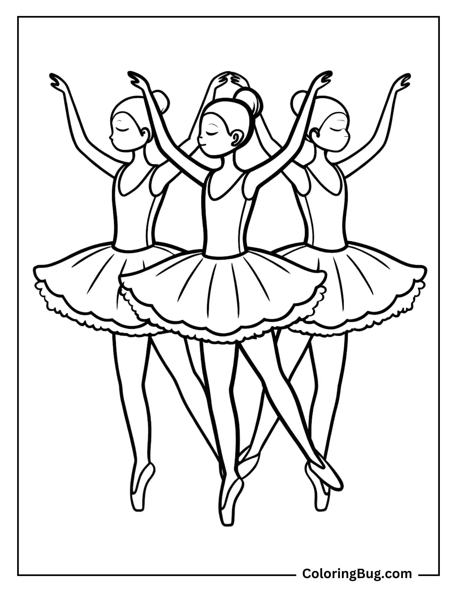 Ballet Friends Practicing Coloring Page