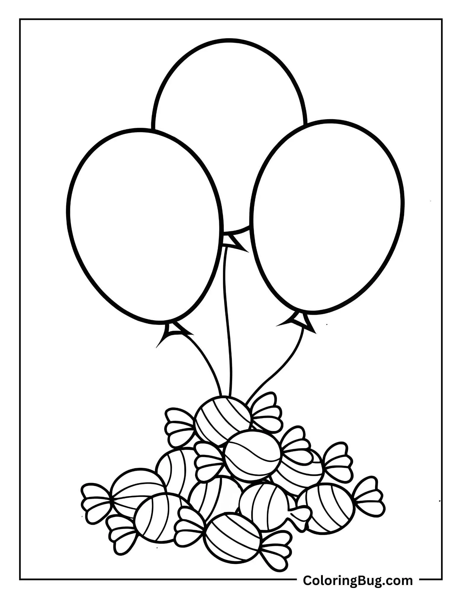 Balloons With Candies Coloring Sheet