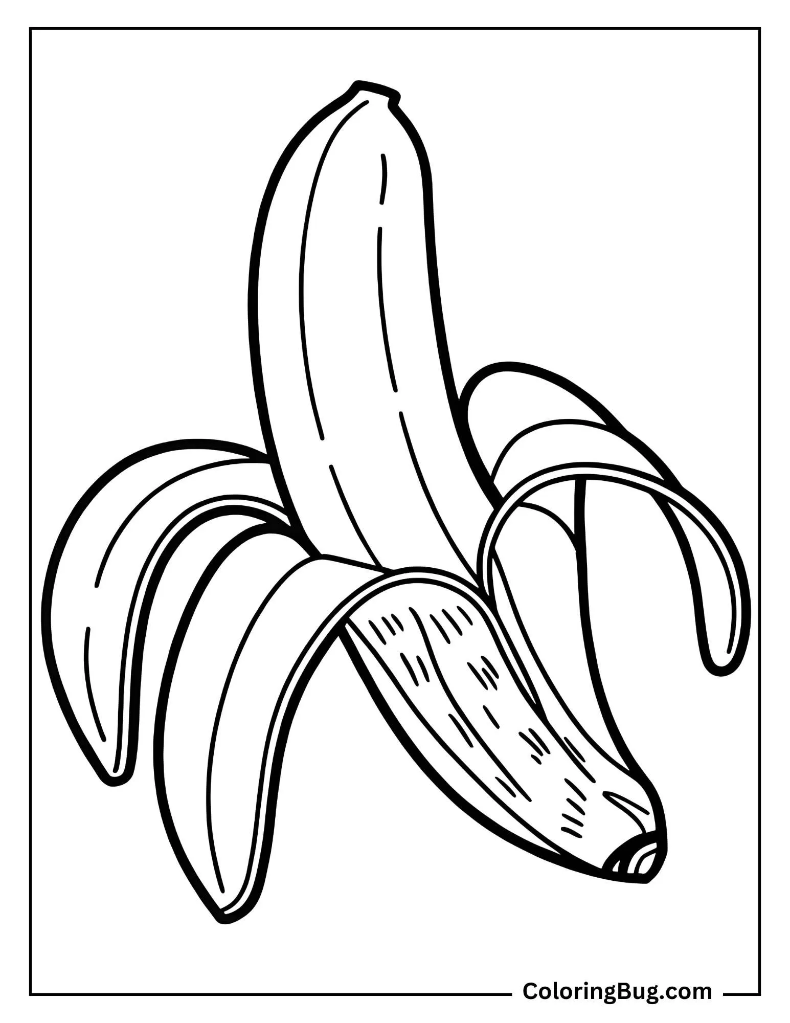 Banana Being Peeled And Ready to Eat Coloring Sheet