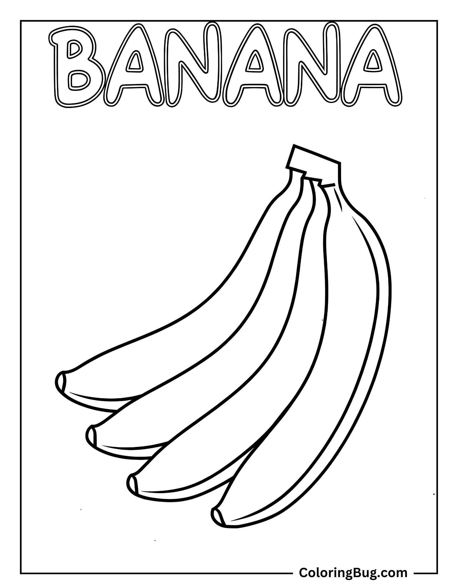 Banana With Text Coloring Sheet