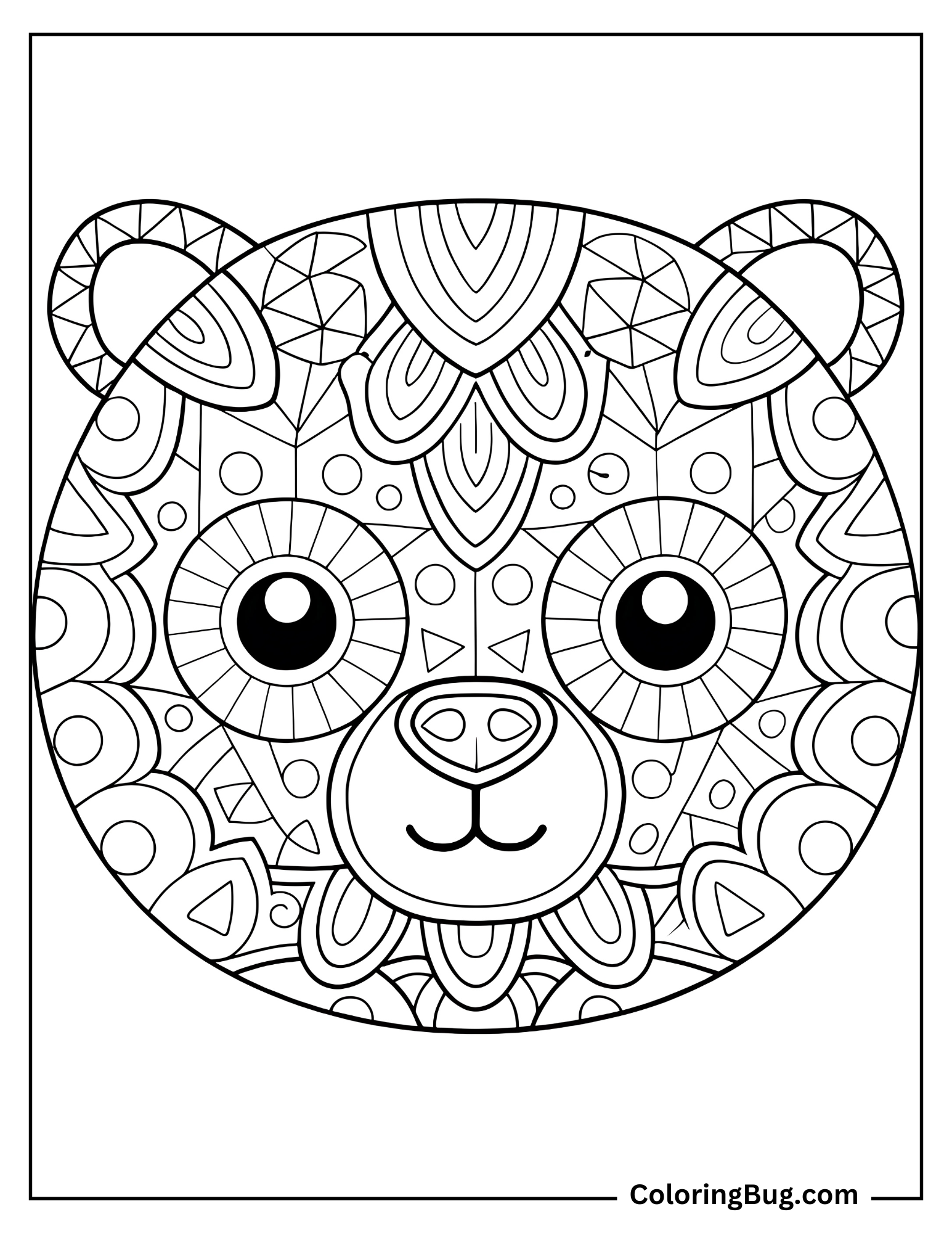 Bear Mandala Face Coloring Sheet