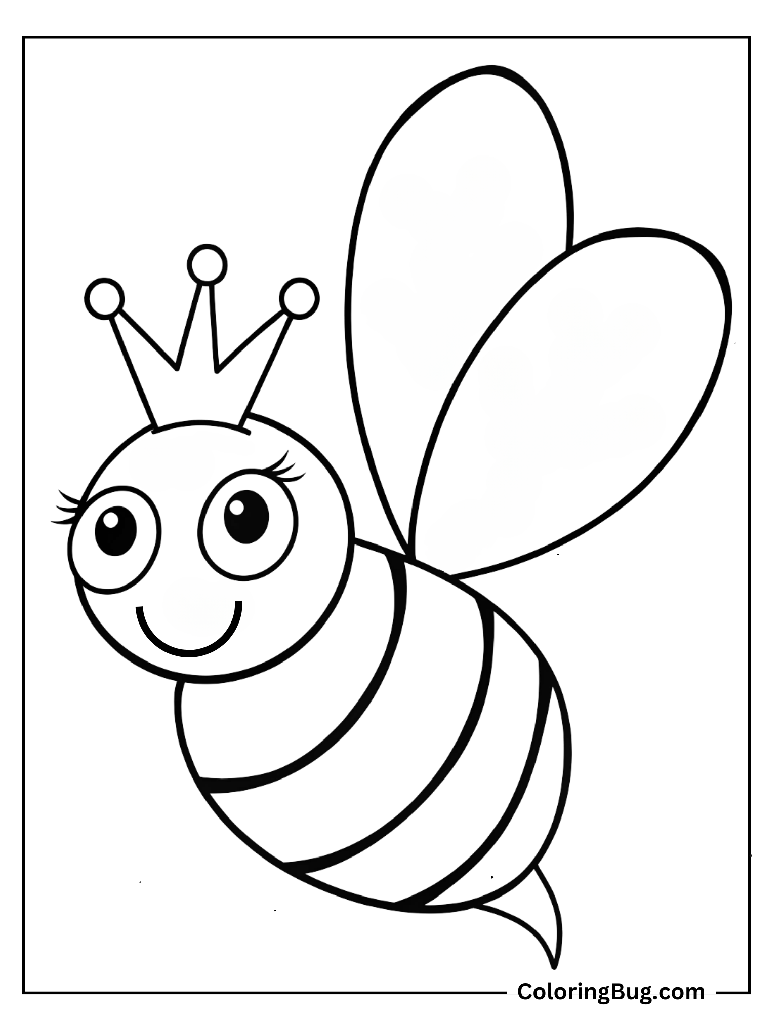 Bee Wearing Crown Coloring Sheet