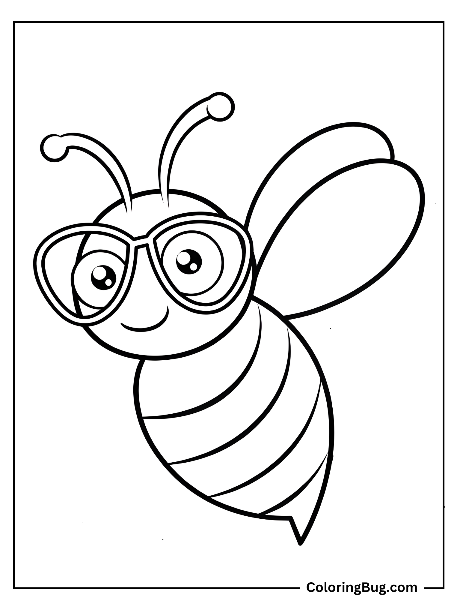 Bee Wearing Glasses Coloring Sheet