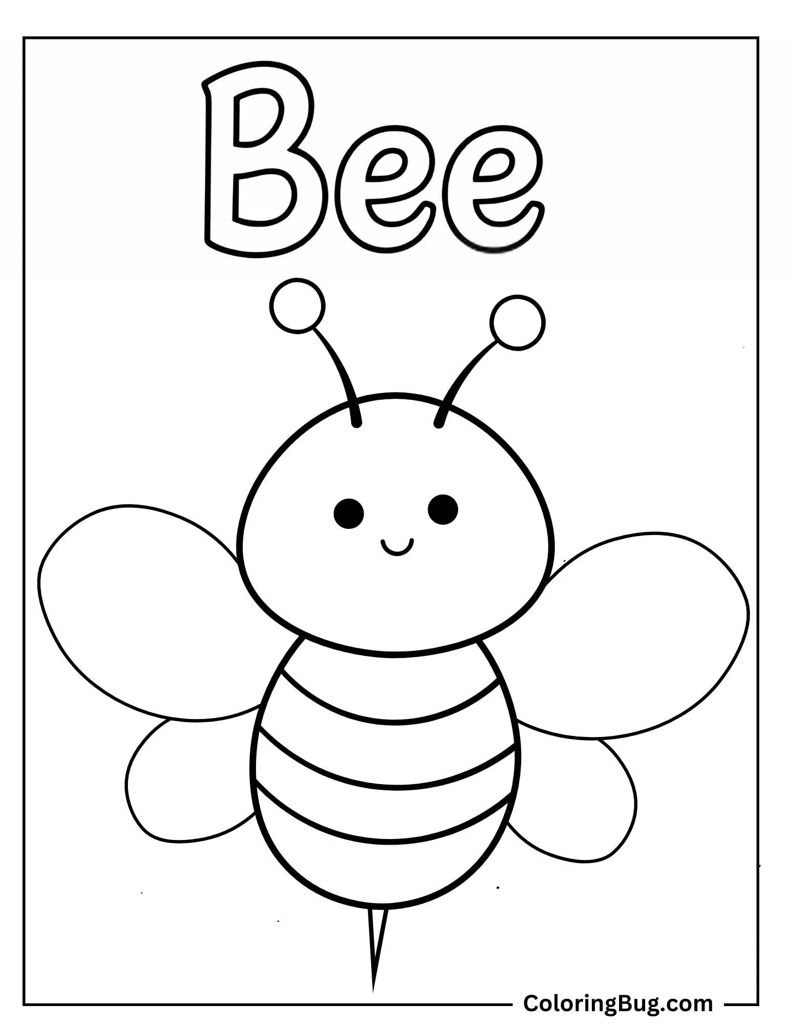 Bee With Text "Bee" Coloring Sheet