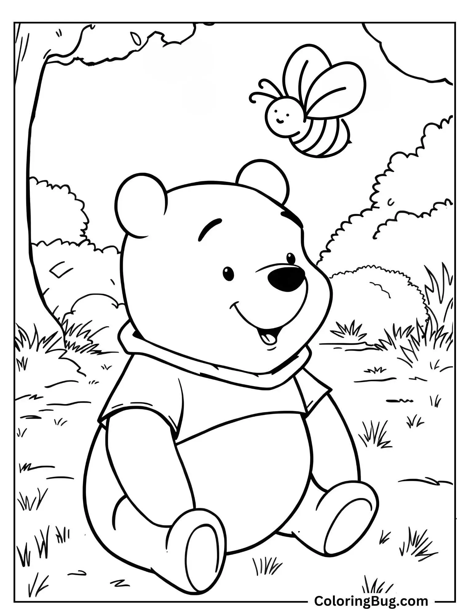 Bee With Winnie The Pooh Coloring Sheet