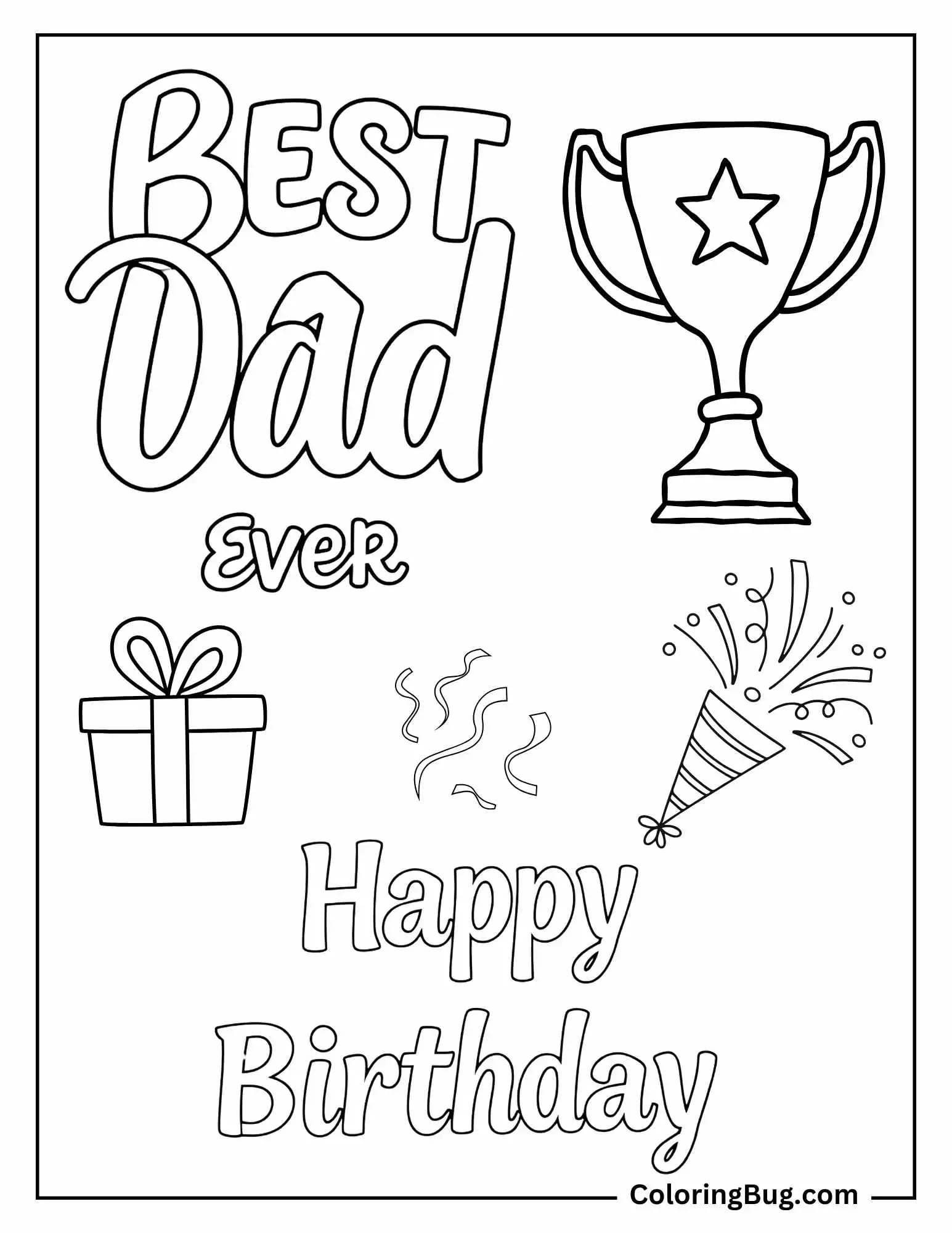 Best Dad Ever with Trophy Happy Birthday