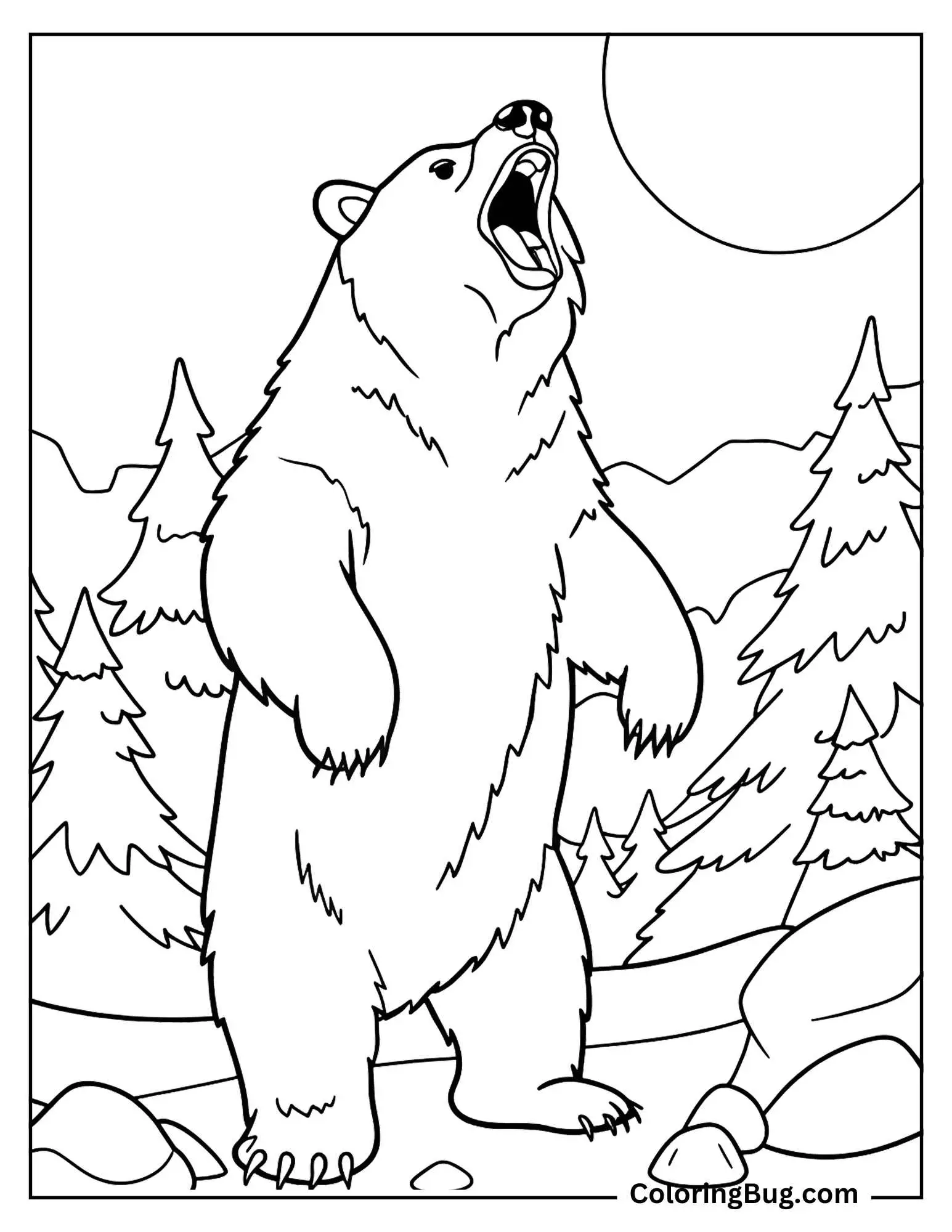 Big Scary Bear Roaring Coloring Sheet