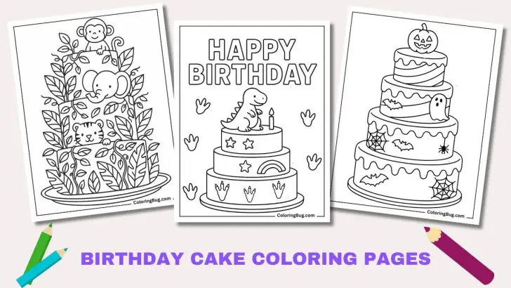 40 Birthday Cake Coloring Pages (Free Printable PDFs)