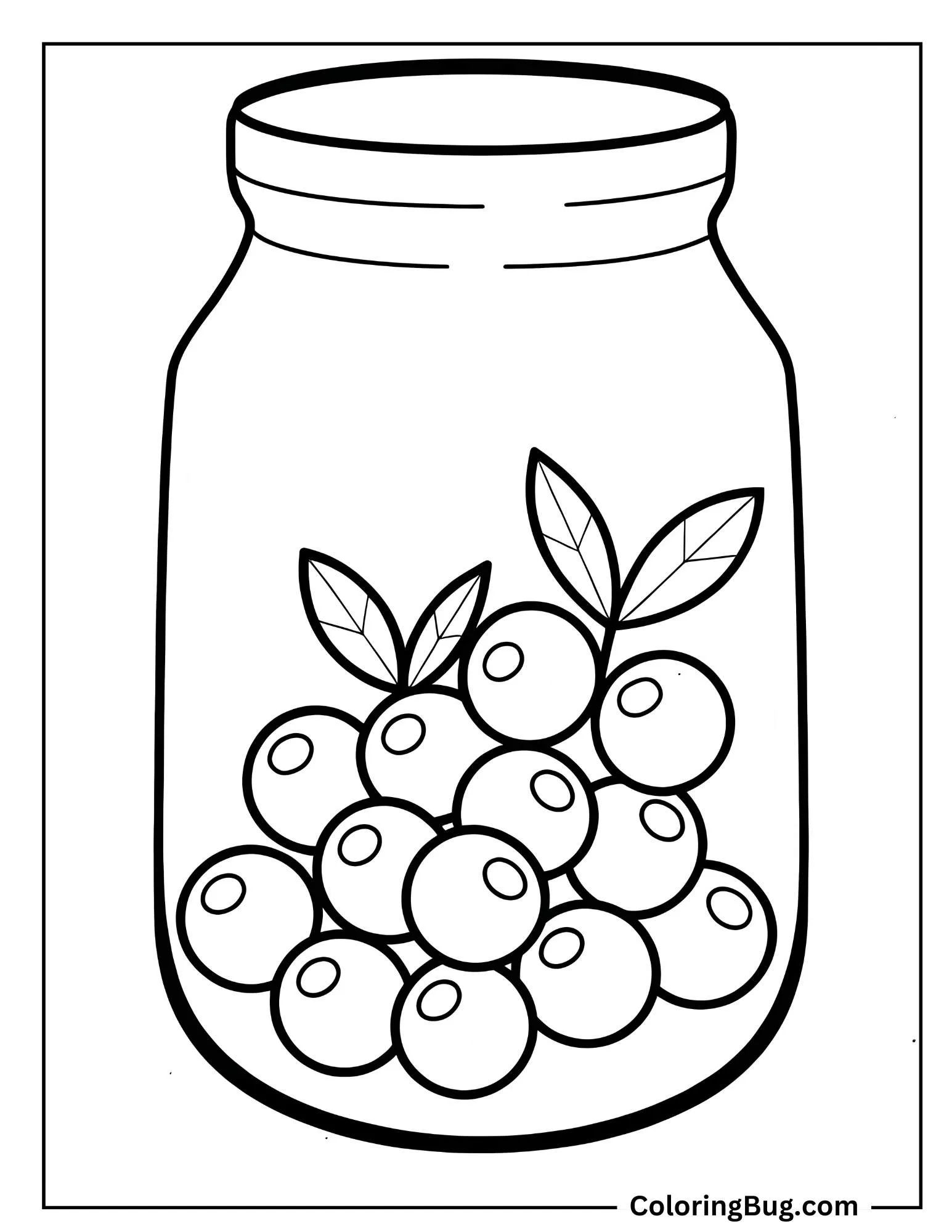 Blueberries In A Jar Coloring Sheet