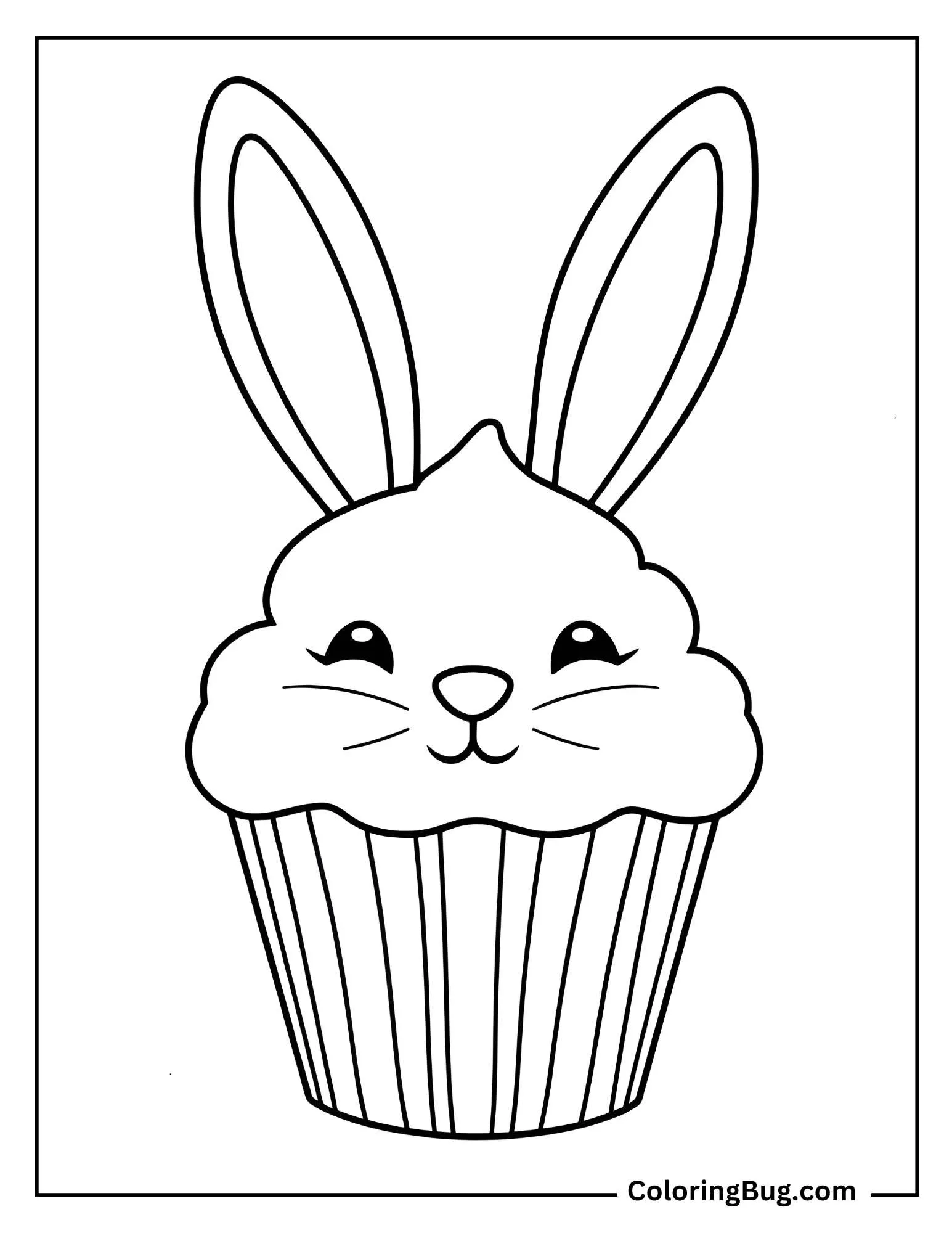 Bunny Cupcake Coloring Sheet