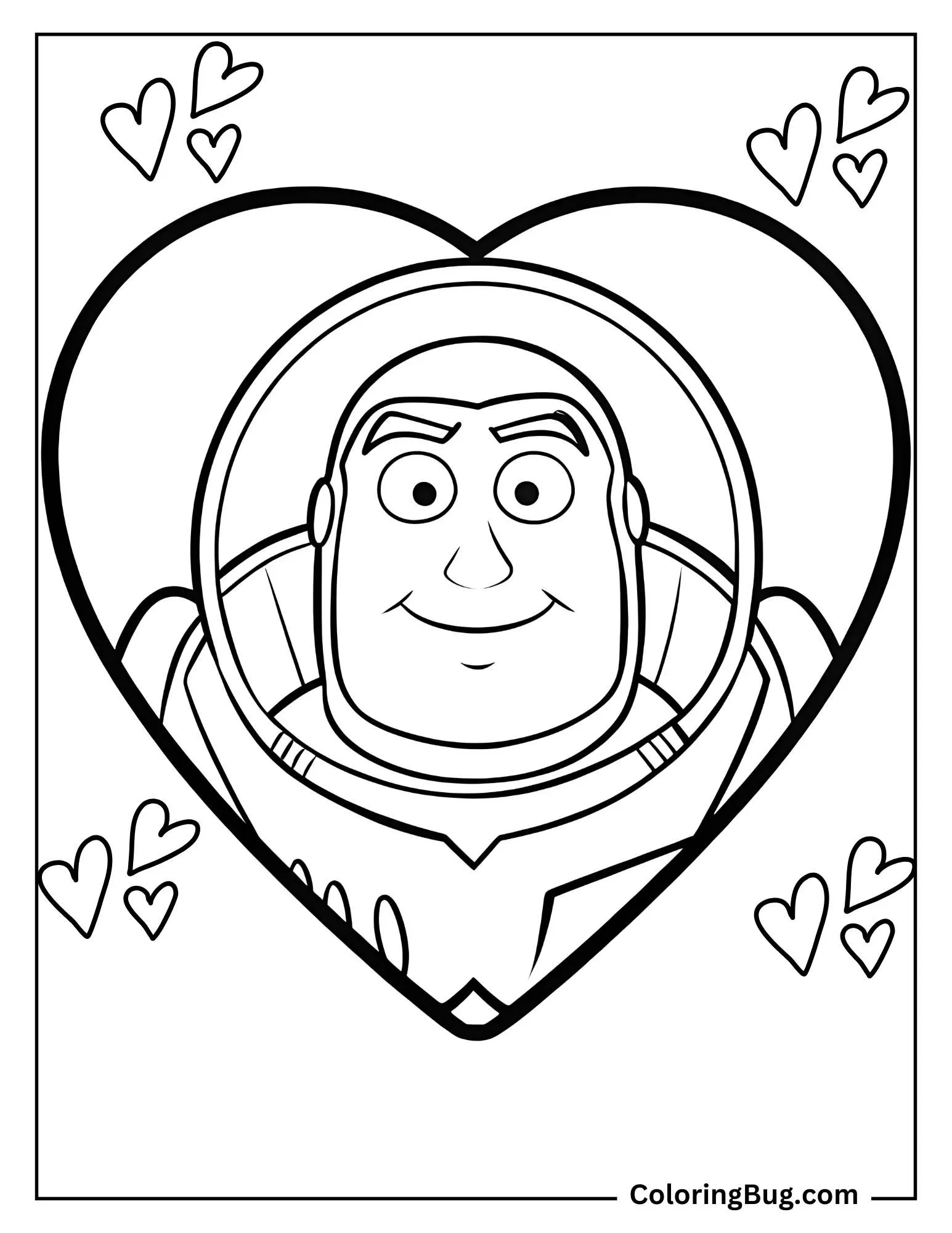 Buzz Lightyear With Hearts Coloring sheet