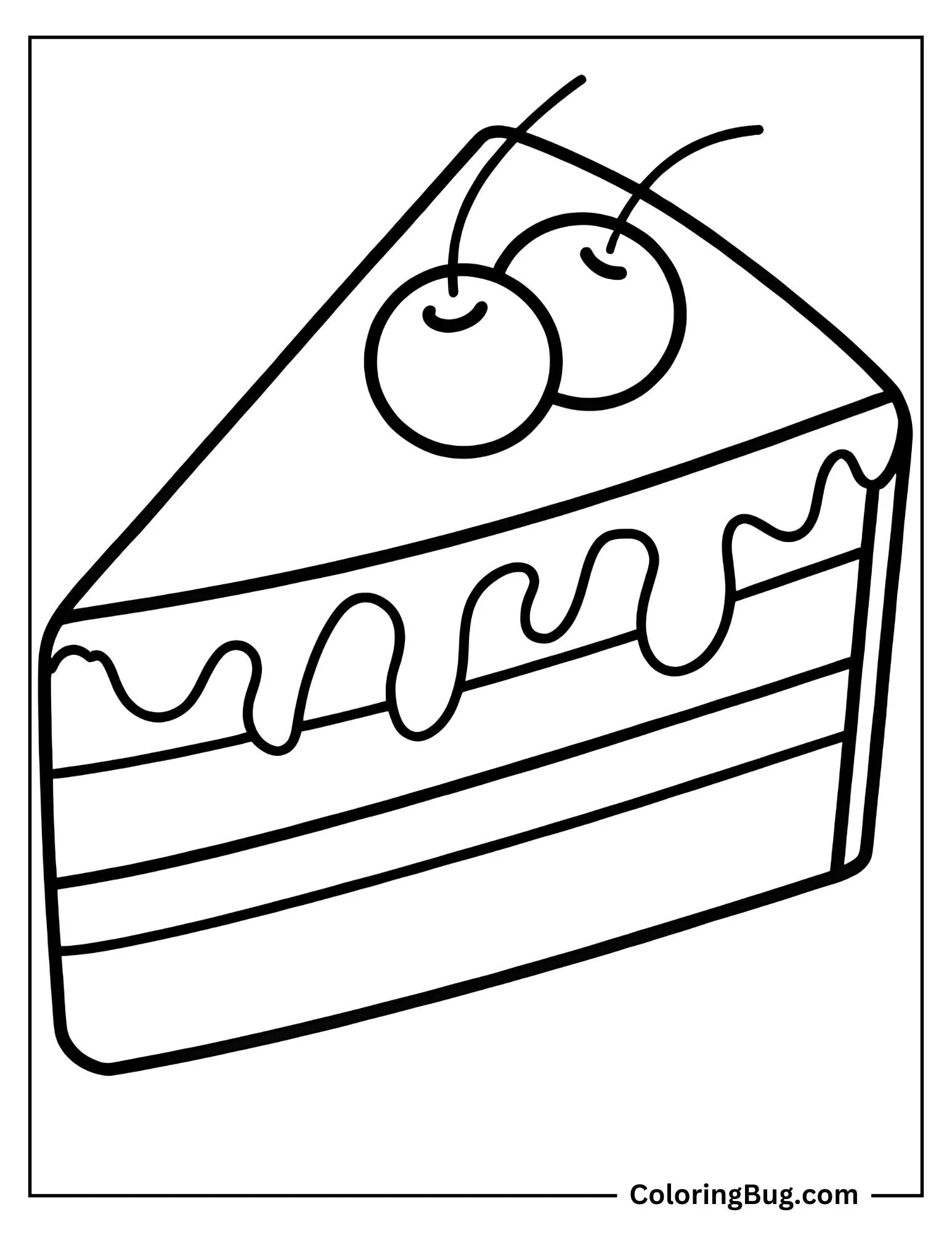 Cake Slice Outline Coloring Sheet