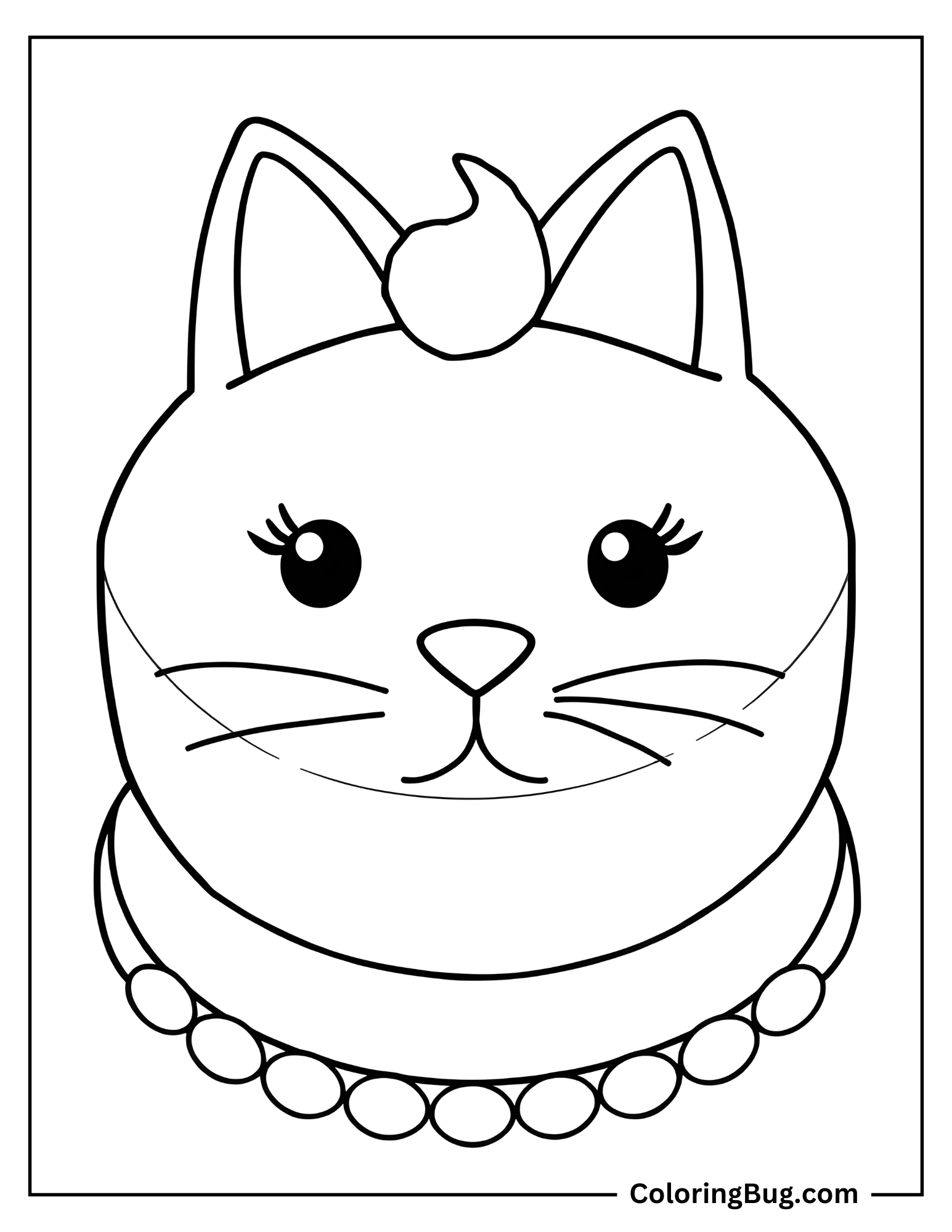 Cat Face Shaped Cake Coloring Sheet