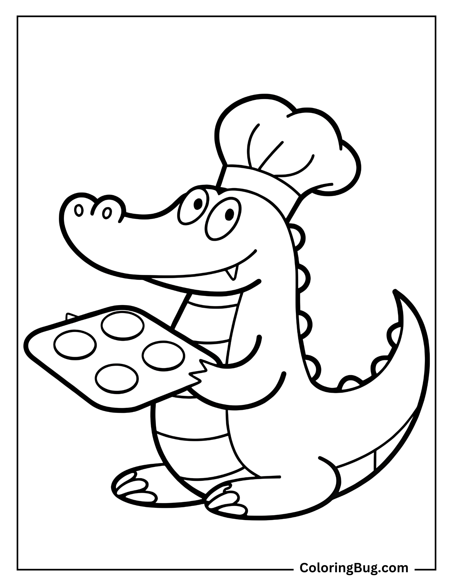 Chef Crocodile Baking Cookies  Coloring Sheet