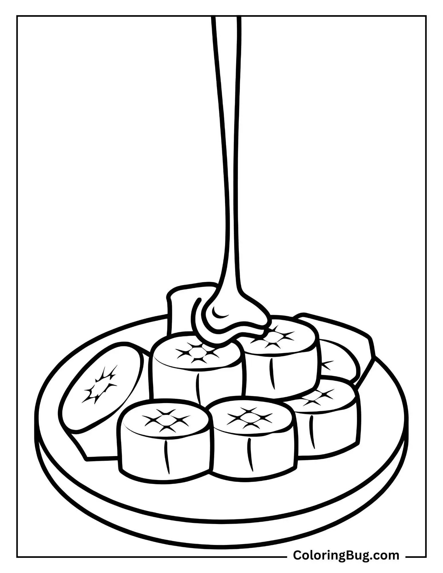 Chopped Banana With Maple Syrup coloring Sheet