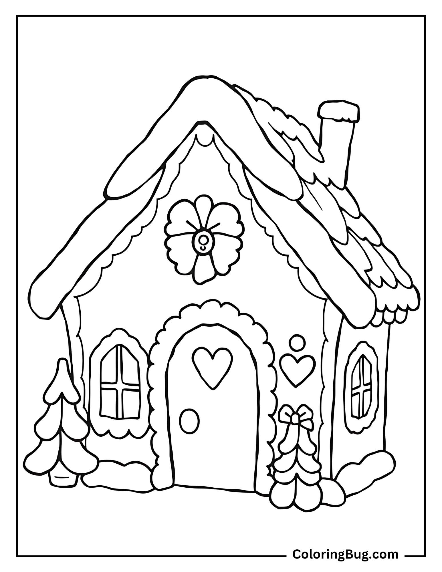 Christmas Gingerbread House coloring Sheet
