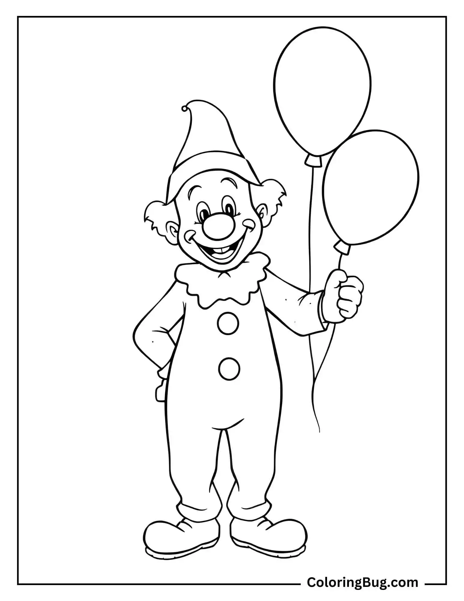 Clown Holding Balloon Coloring Sheet