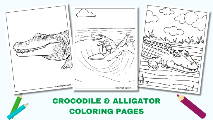 40 Crocodile & Alligator Coloring Pages (Free Printable PDFs)