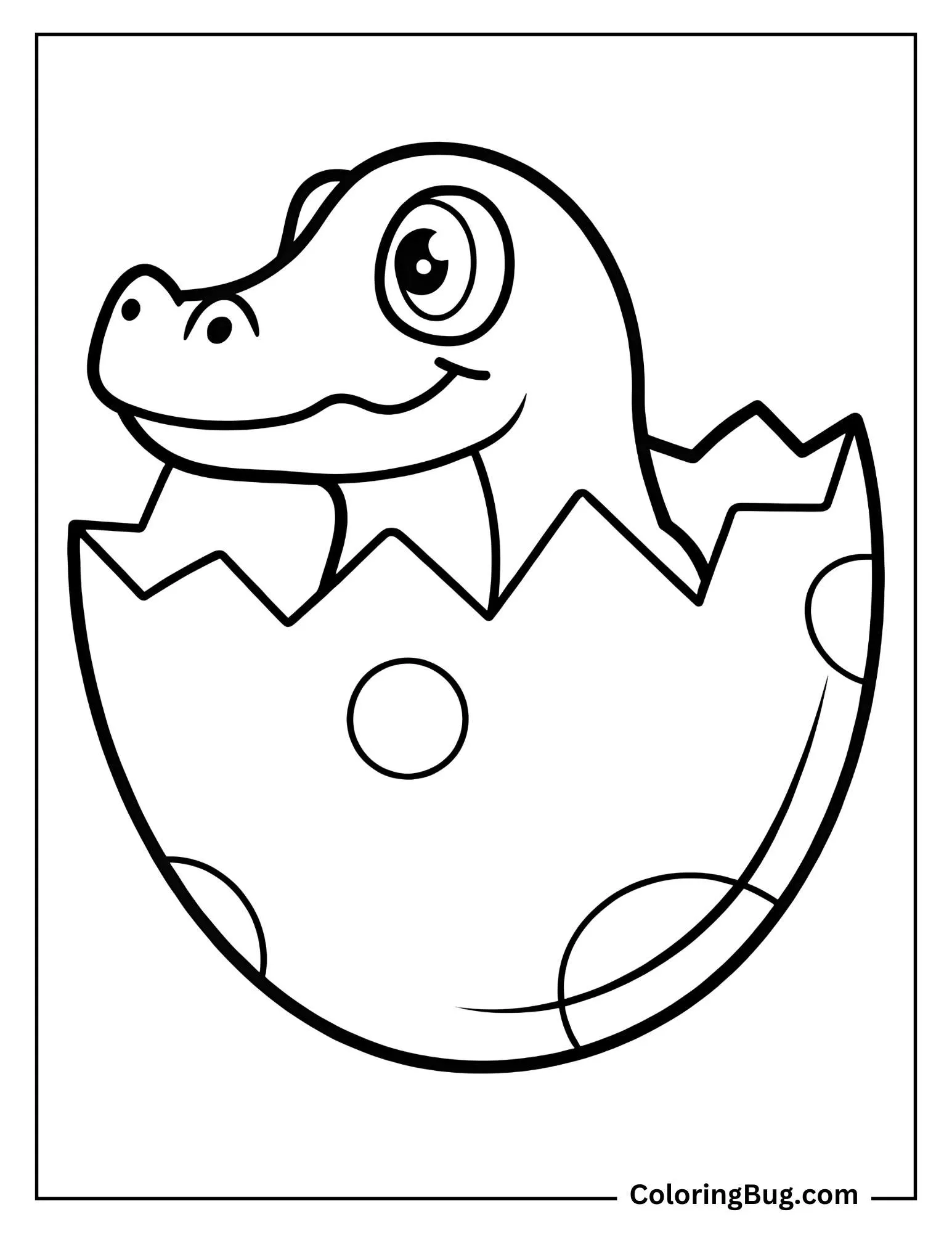 Crocodile Hatching From Egg Coloring Sheet