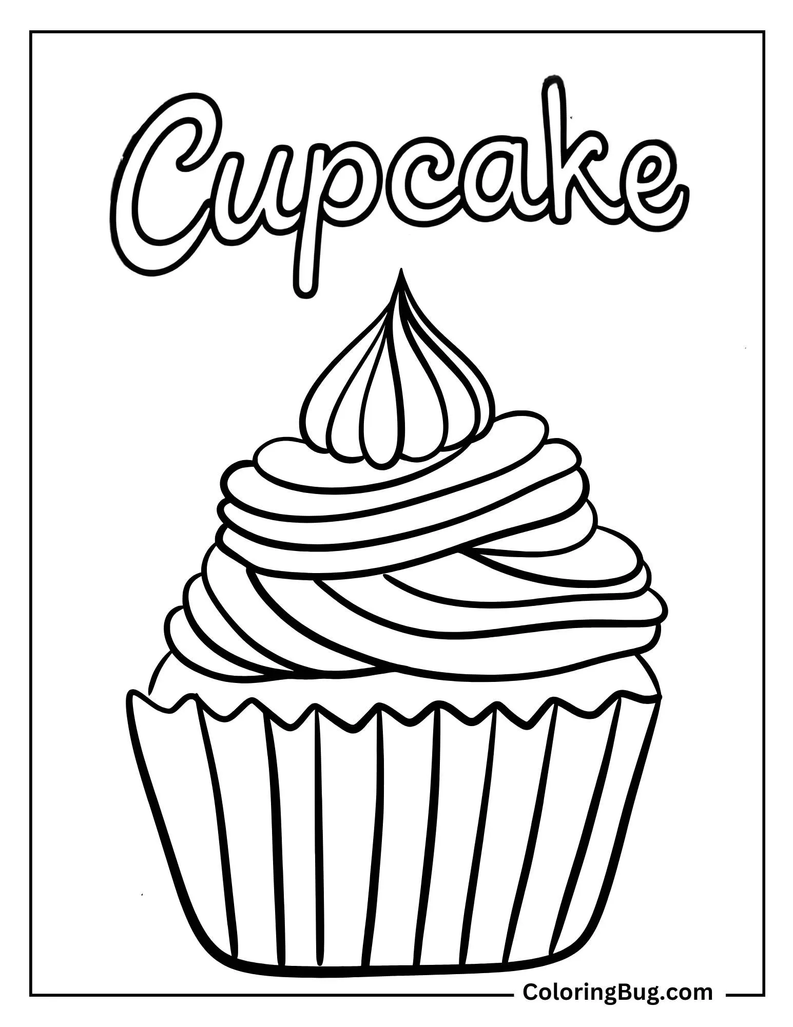 Cupcake With Text Coloring Sheet