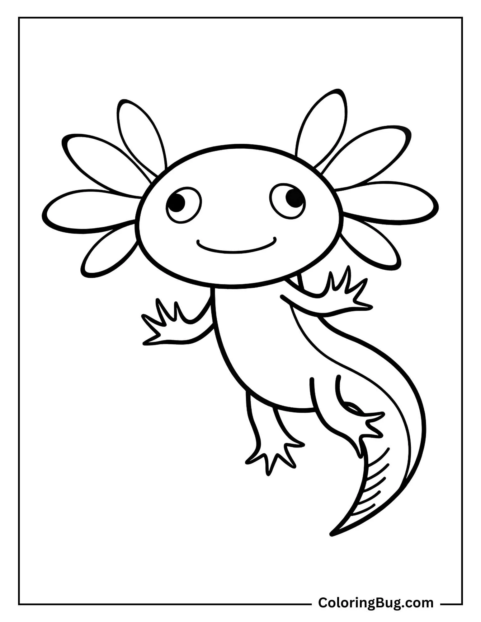 Cute Axolotl Coloring Page