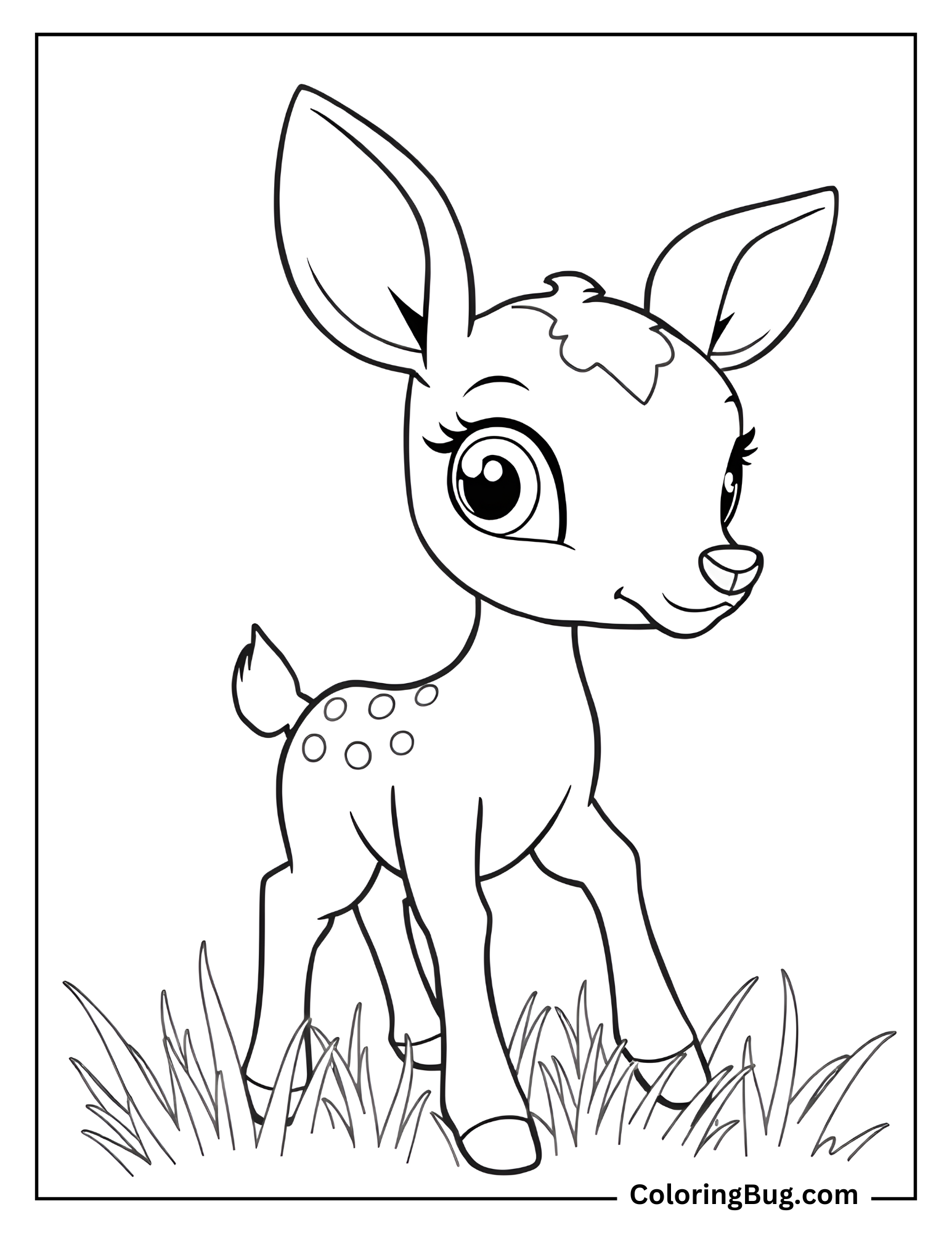 Cute Baby Deer Coloring Sheet