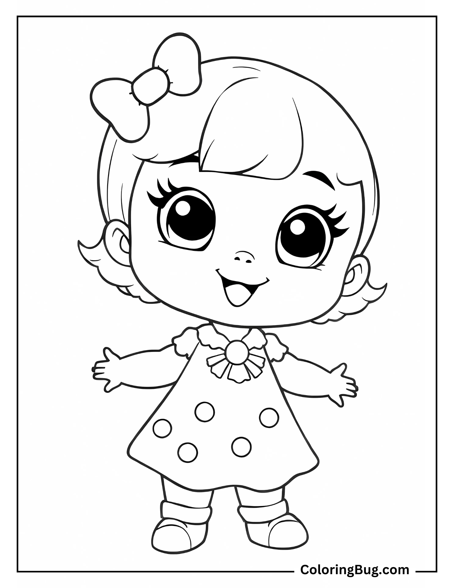Cute Baby Girl coloring Sheet