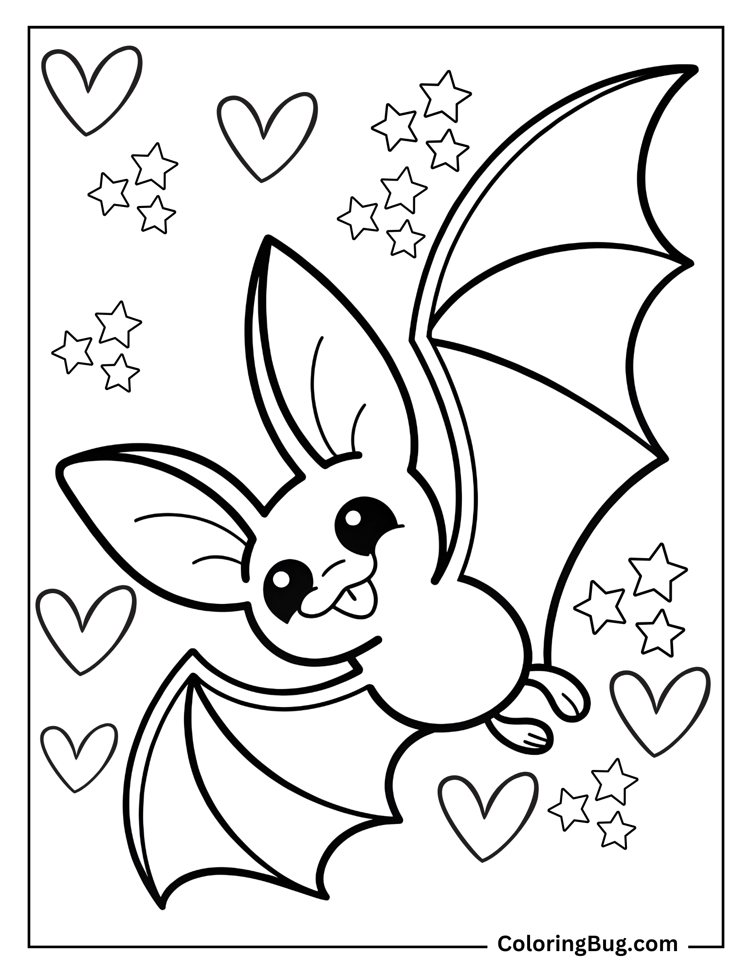 Cute Bat coloring Sheet