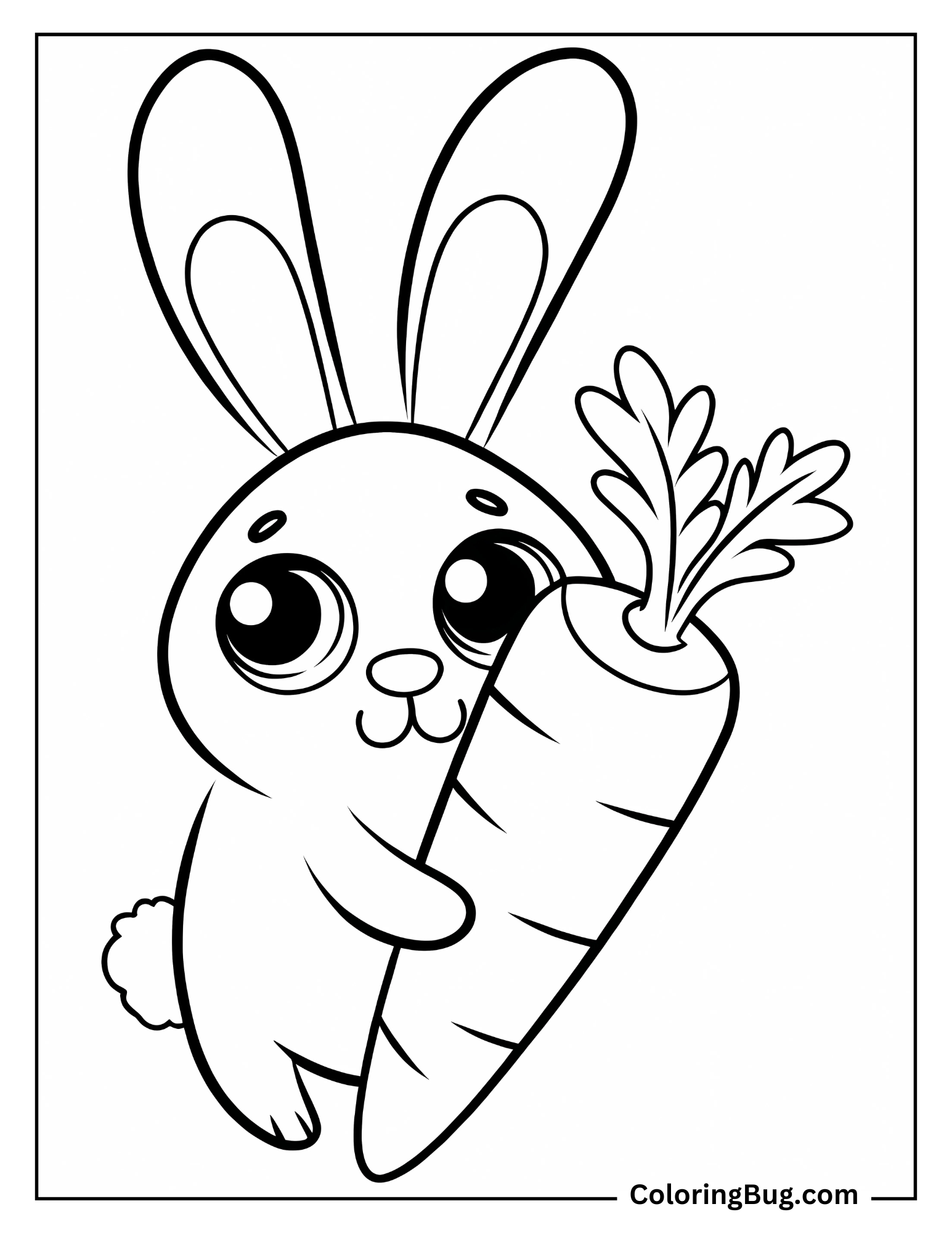 Cute Bunny Holding Carrot coloring Sheet