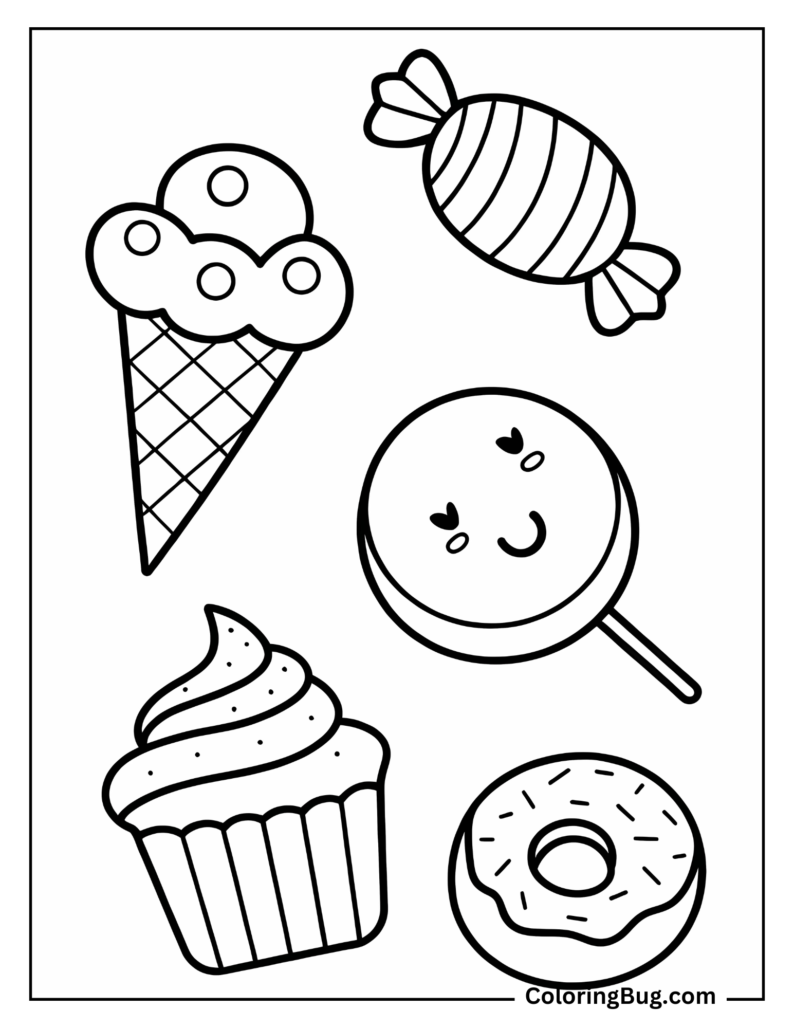 Cute Dessert coloring Sheet