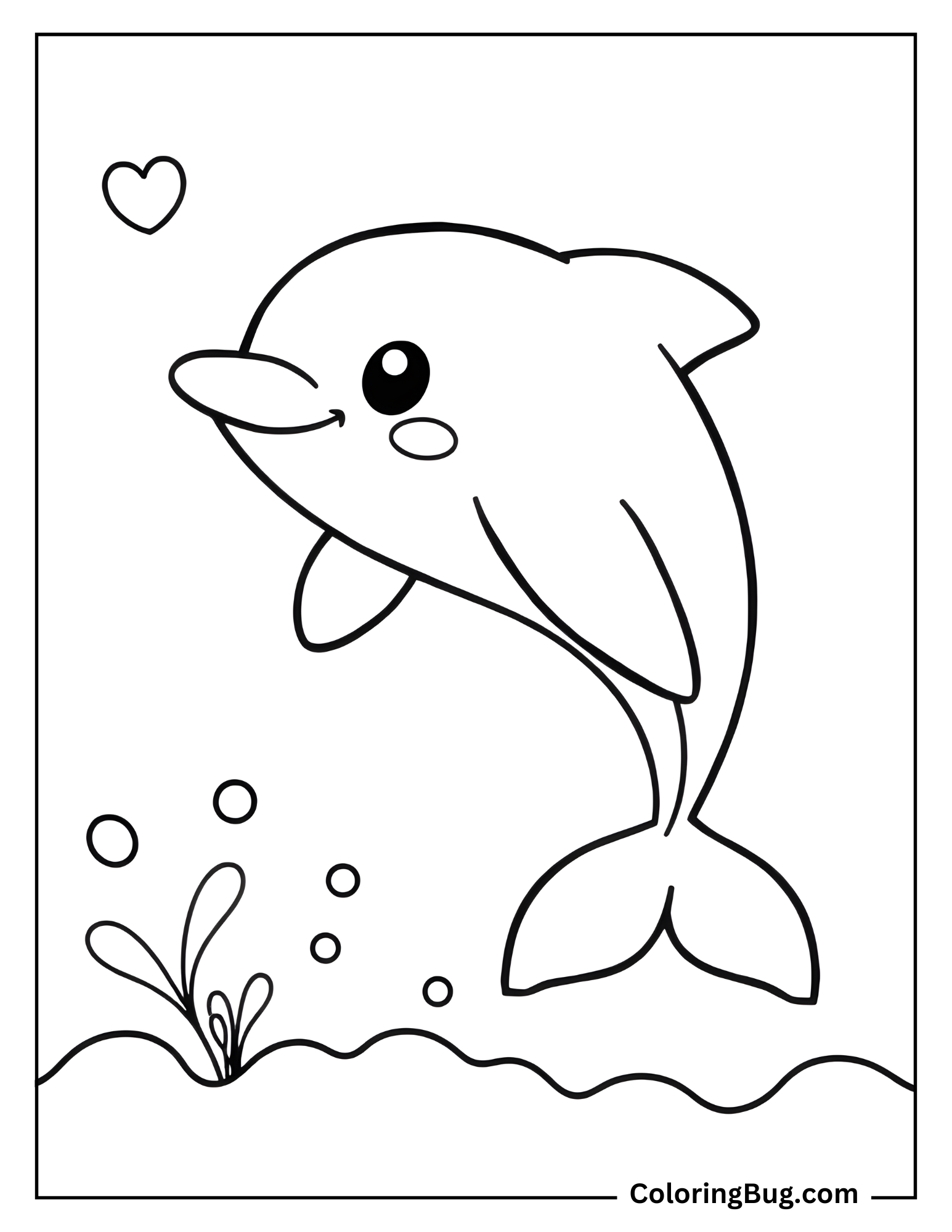 Cute Dolphin coloring Sheet