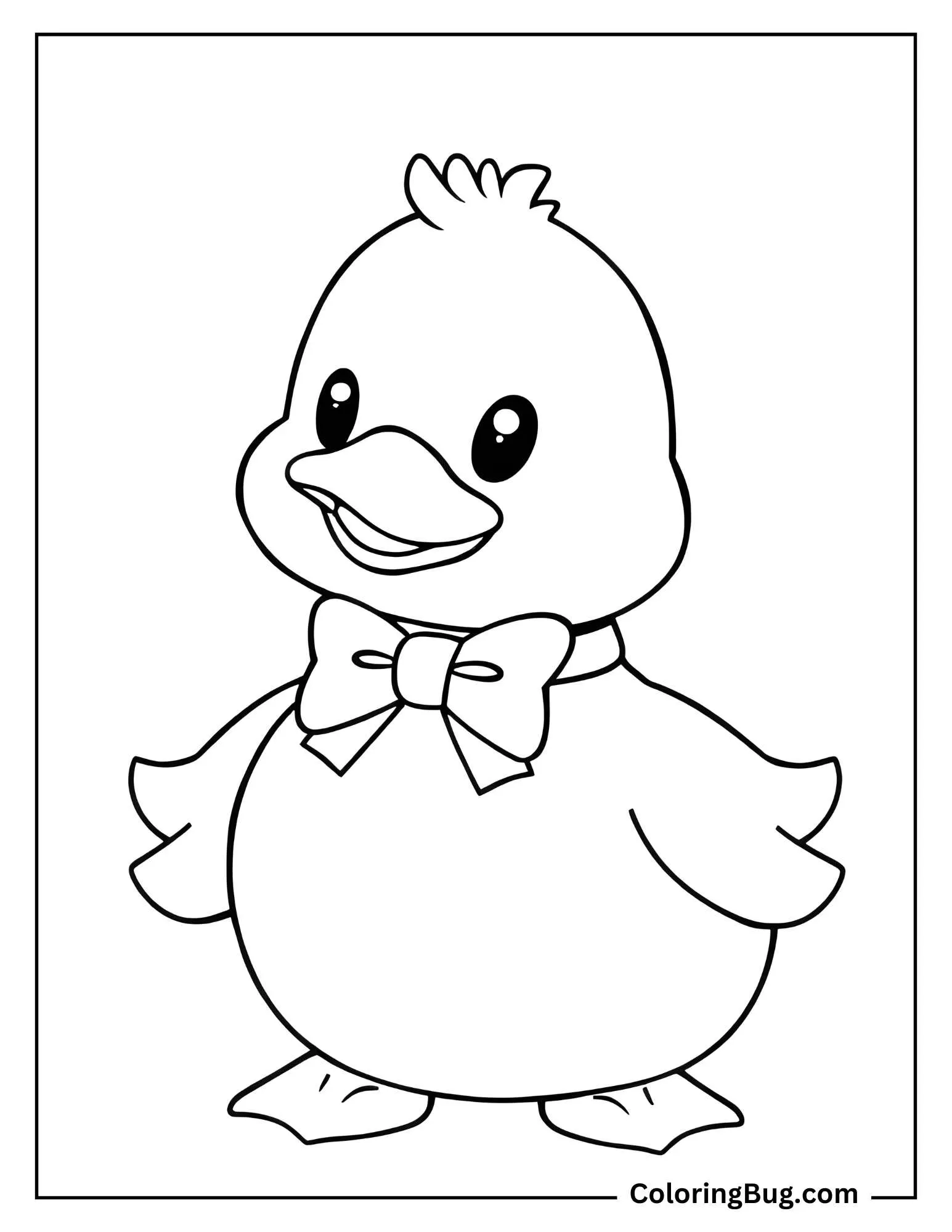 Cute Duck Wearing Bowtie Coloring Sheet