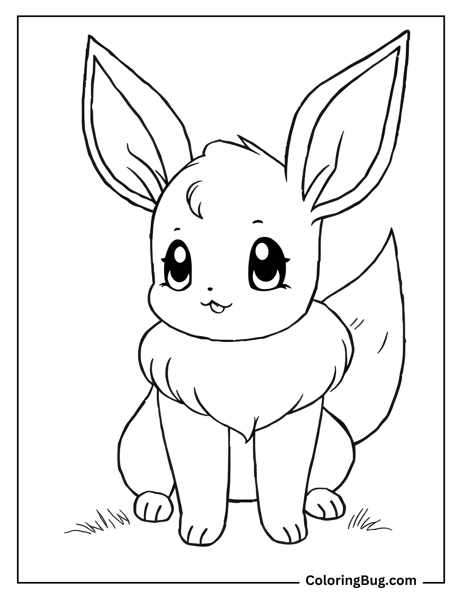 Cute Eevee Pokemon Coloring Sheet