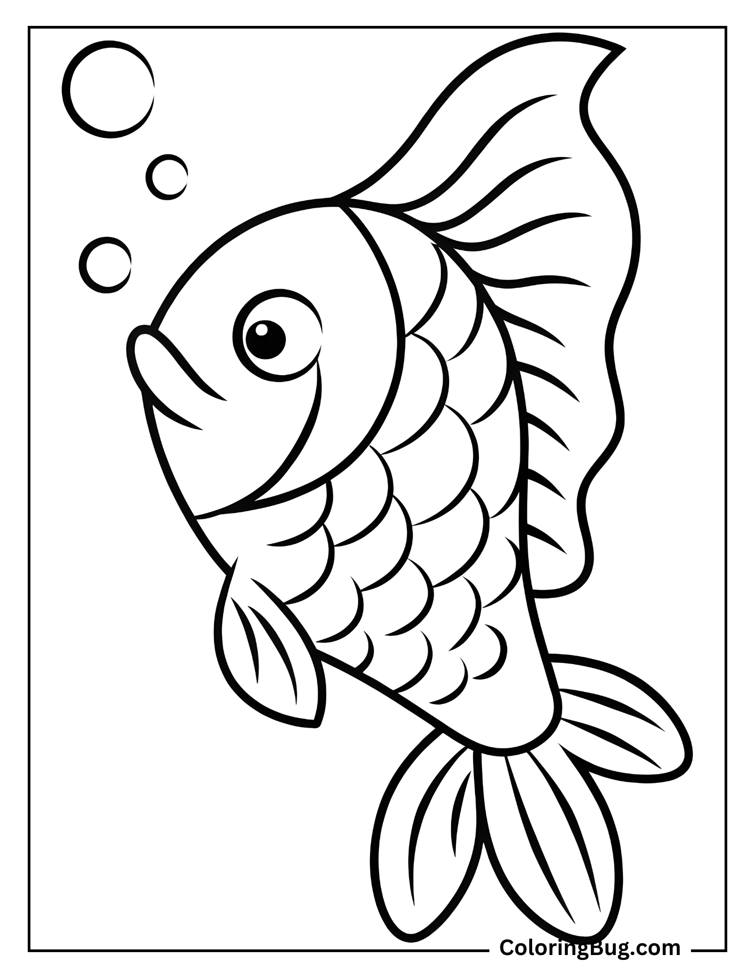 Cute Fish Swimming coloring Sheet
