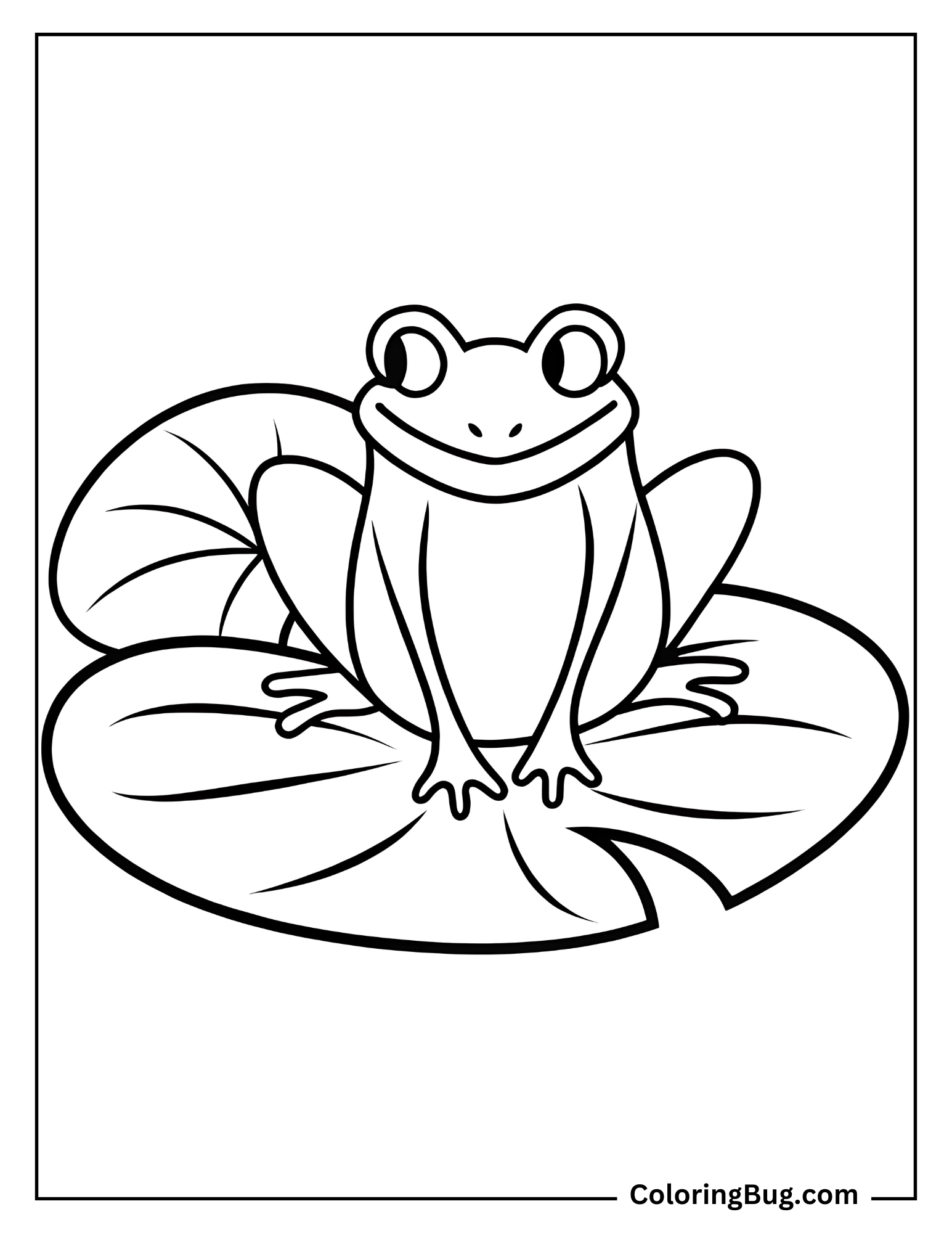 Cute Frog on Lily pad coloring Sheet