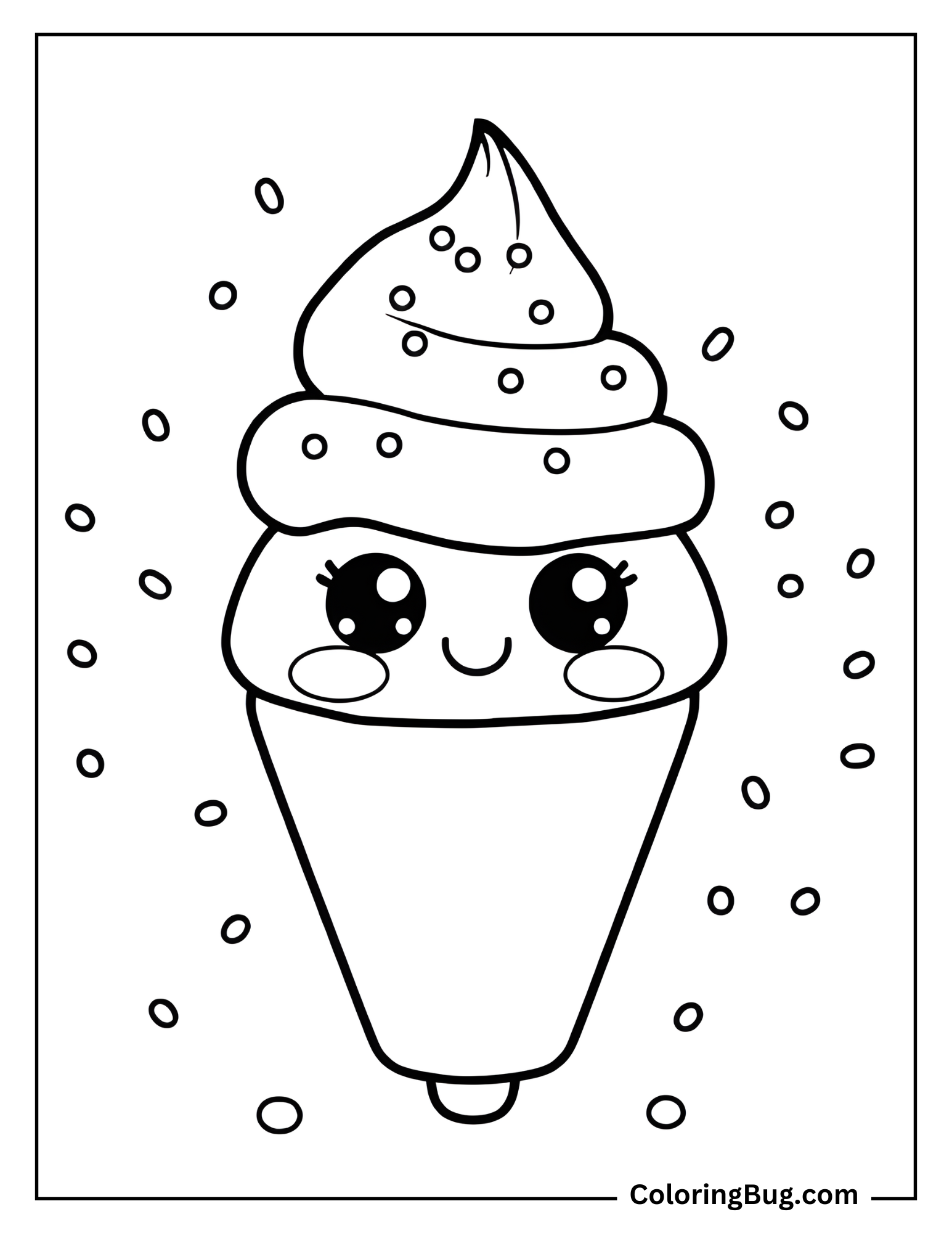 Cute Ice Cream Coloring Sheet