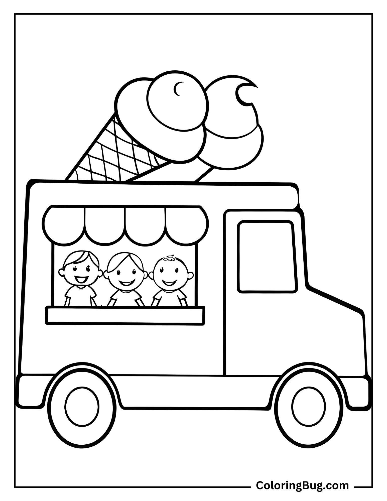 Cute Ice Cream Truck coloring Sheet