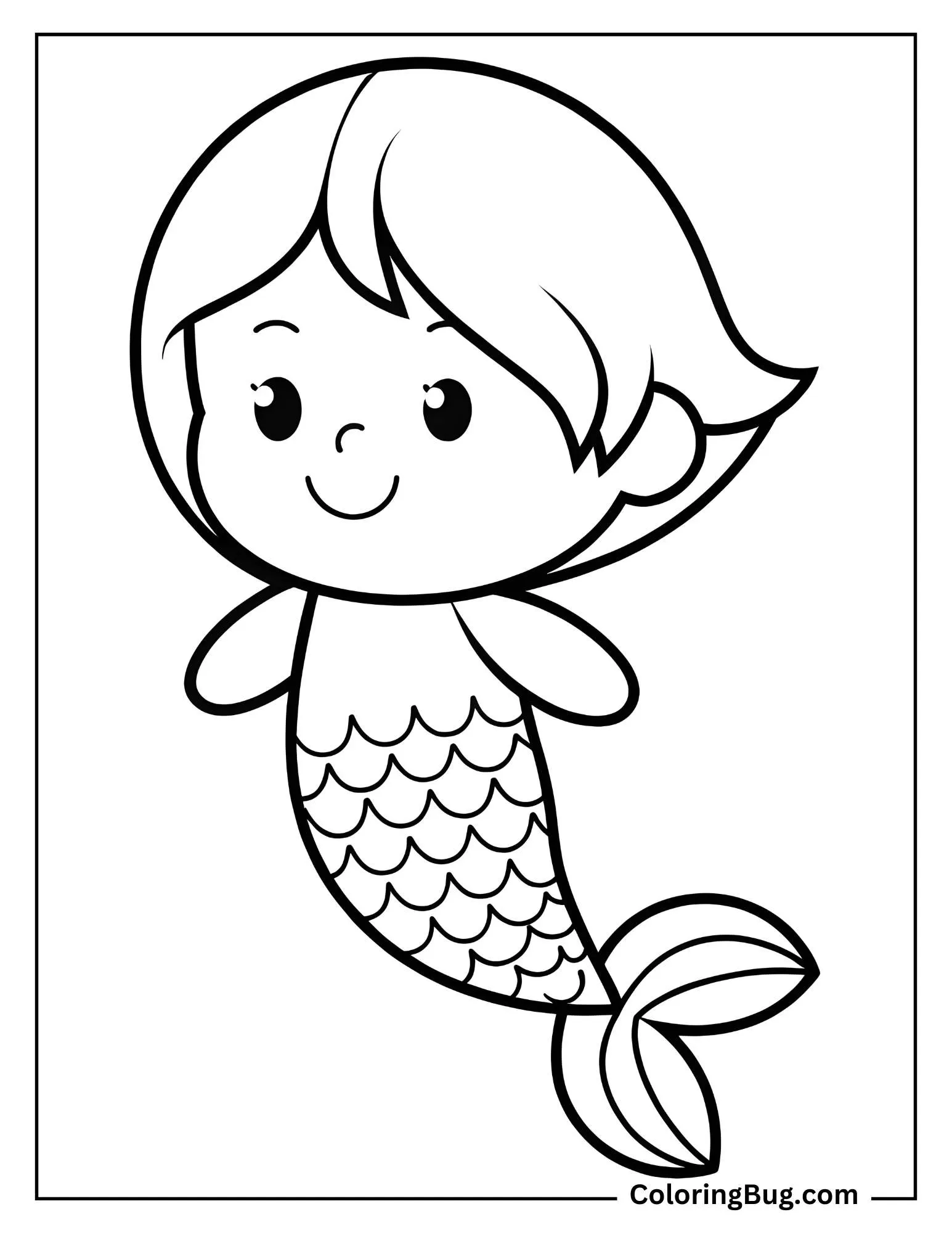 Cute Mermaid Coloring Sheet
