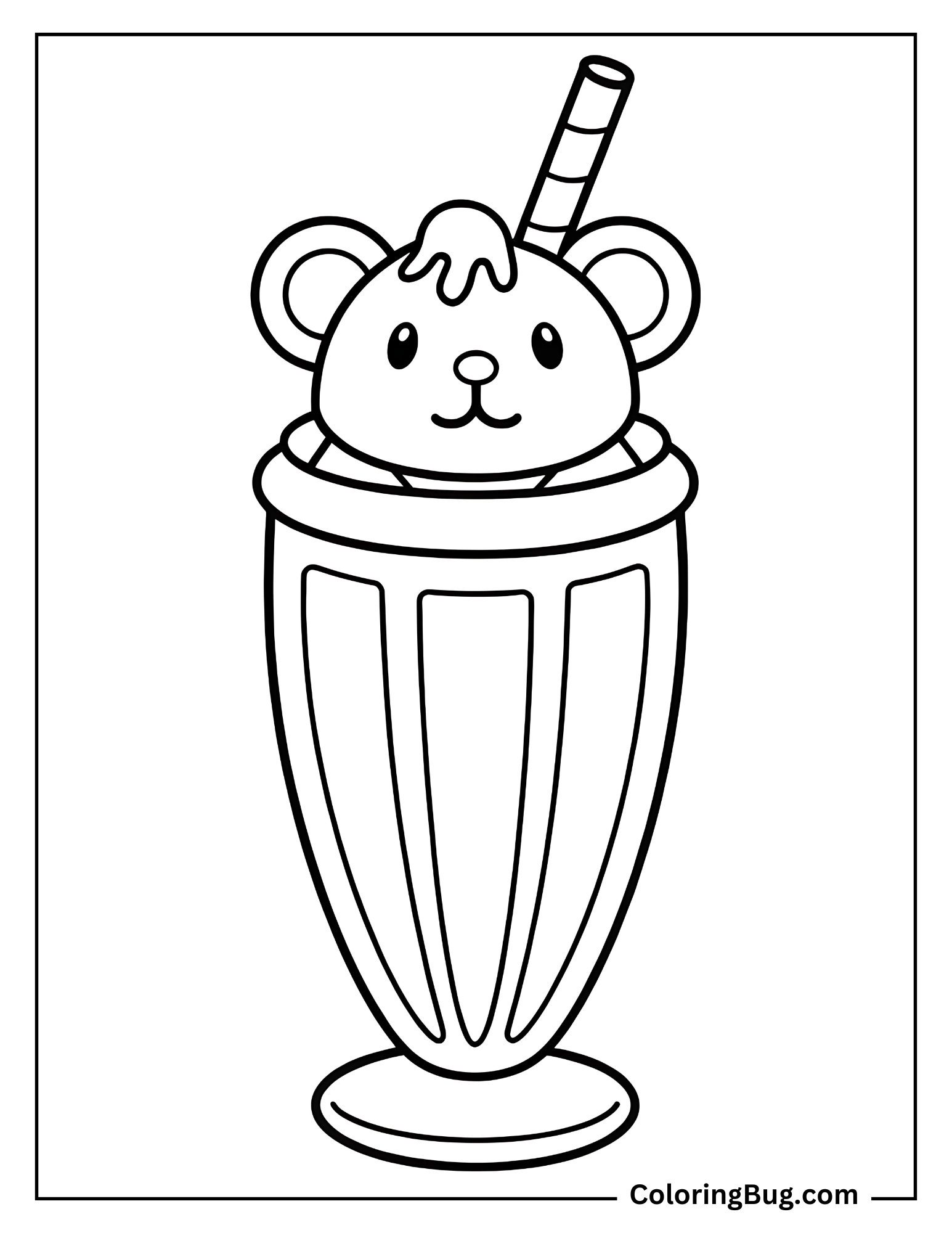 Cute Milkshake Coloring Sheet