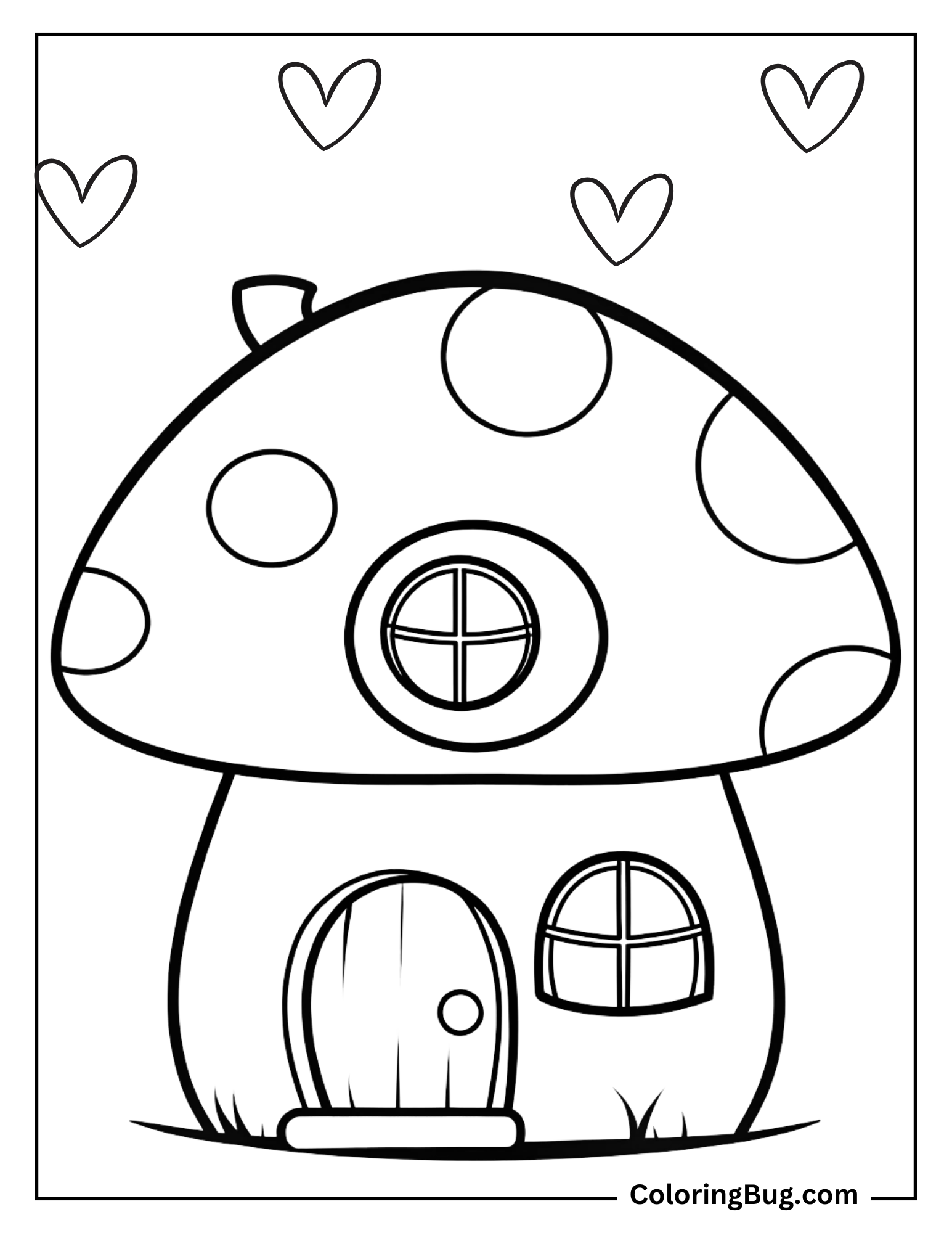 Cute Mushroom Home coloring Sheet