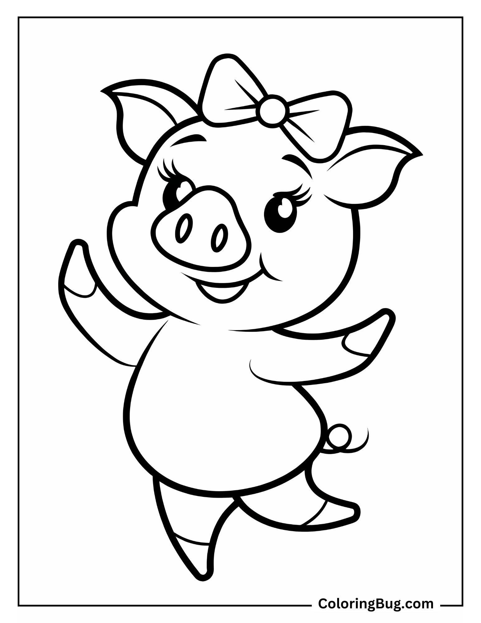 Cute Pig Dancing Happily coloring Sheet