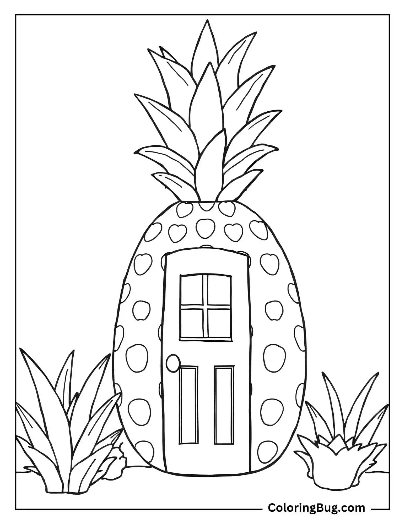 Cute Pineapple House coloring Sheet