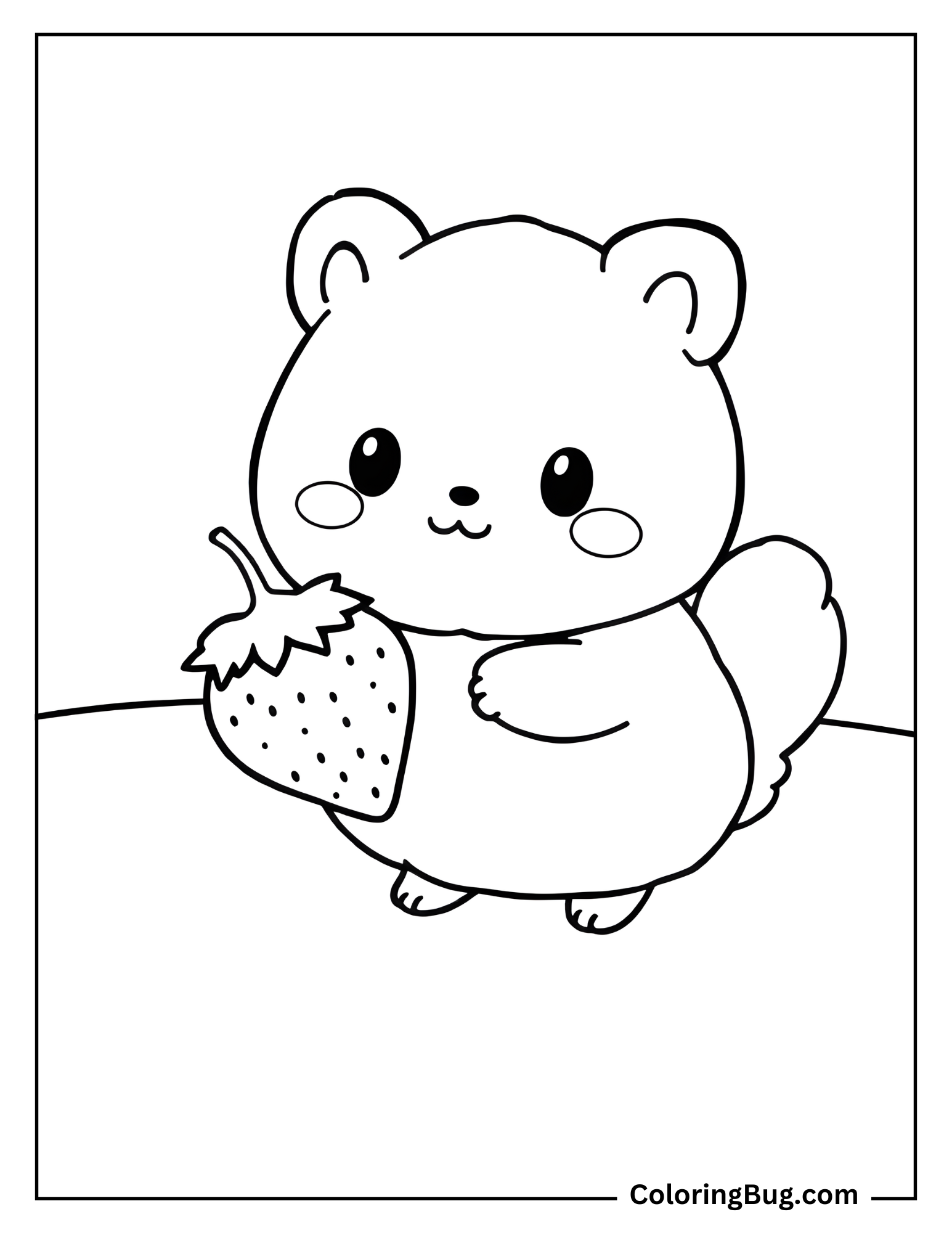 Cute Pompompurin Holding Strawberry coloring Sheet