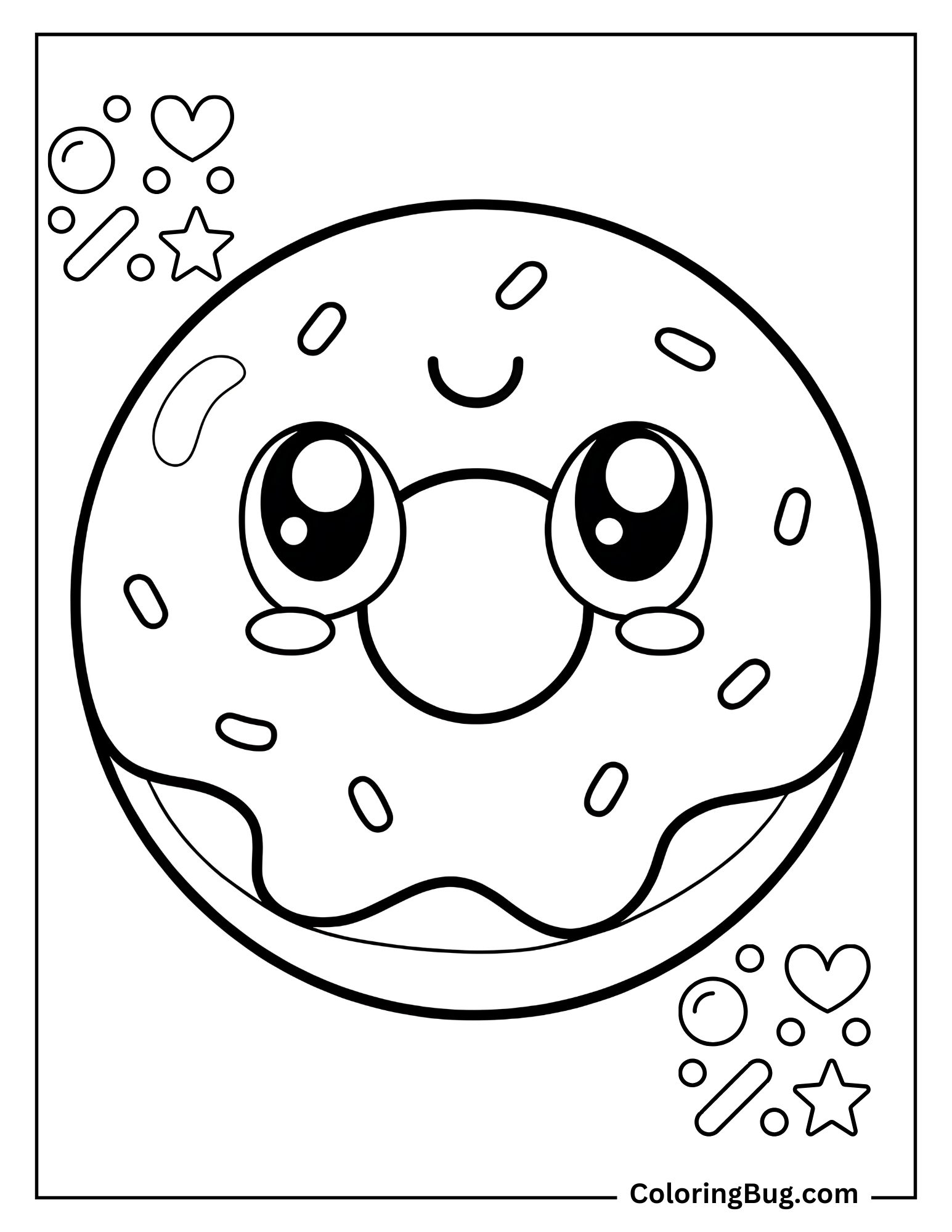 Cute Smiling Donut coloring Sheet