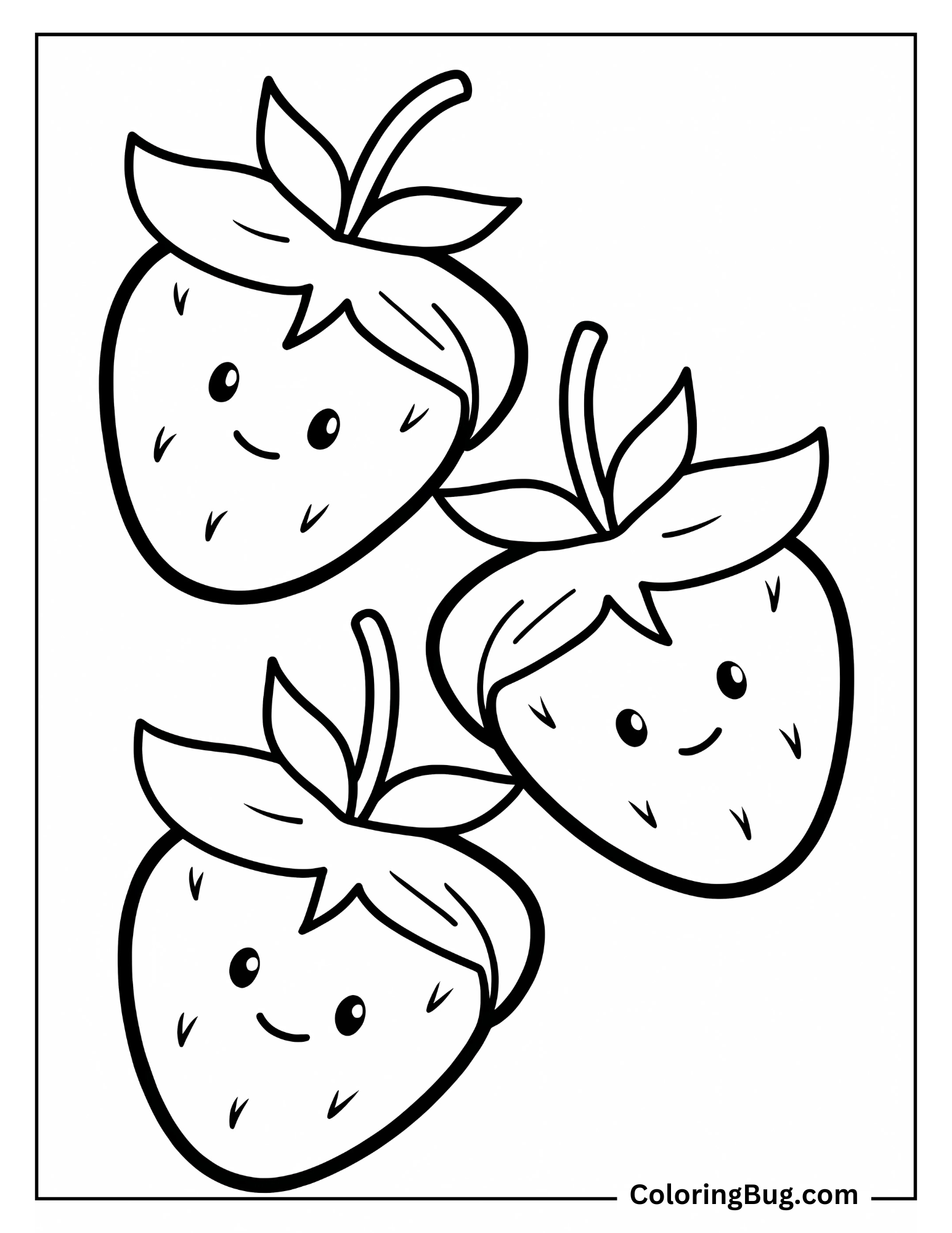 Cute Strawberries Coloring Sheet